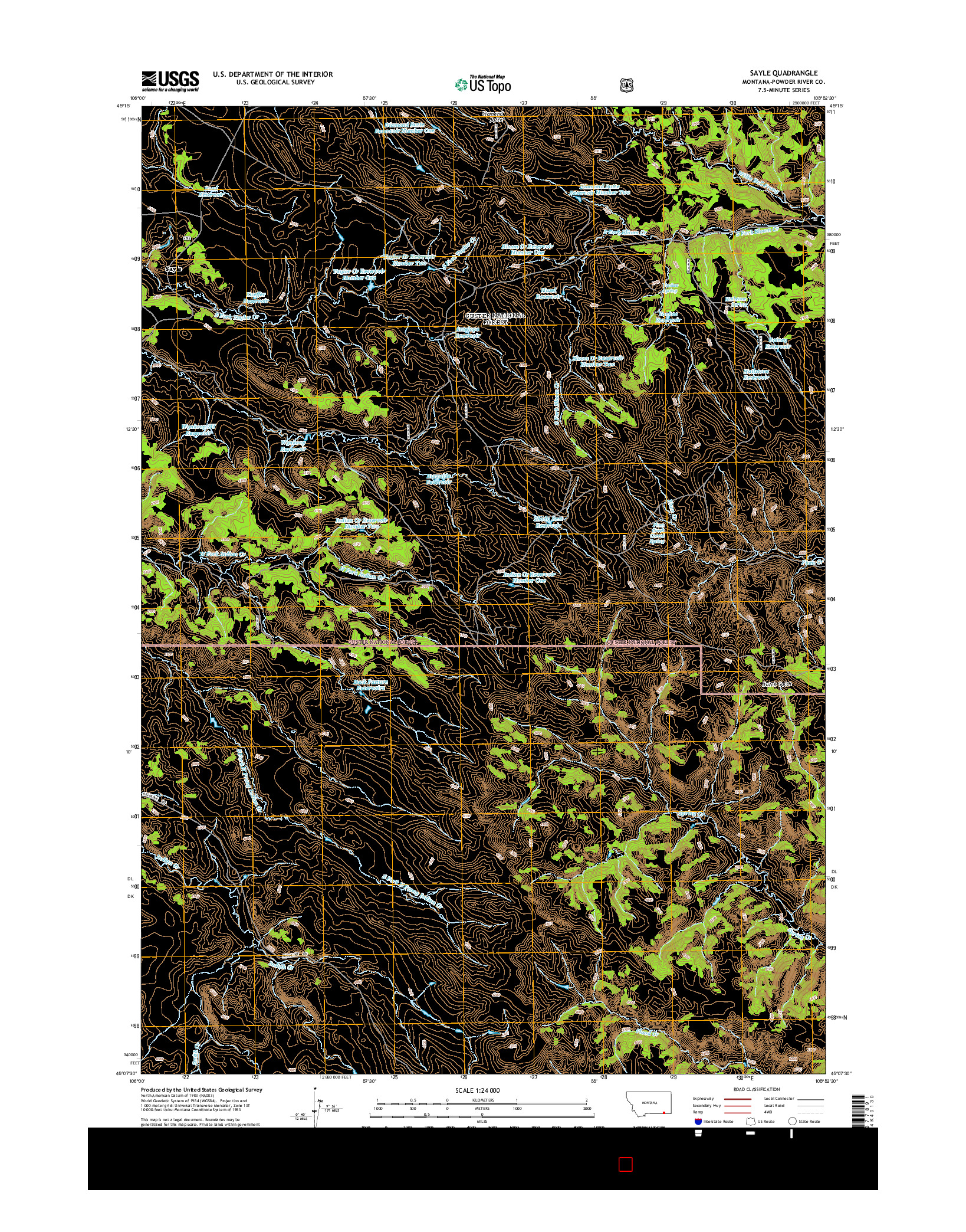 USGS US TOPO 7.5-MINUTE MAP FOR SAYLE, MT 2014