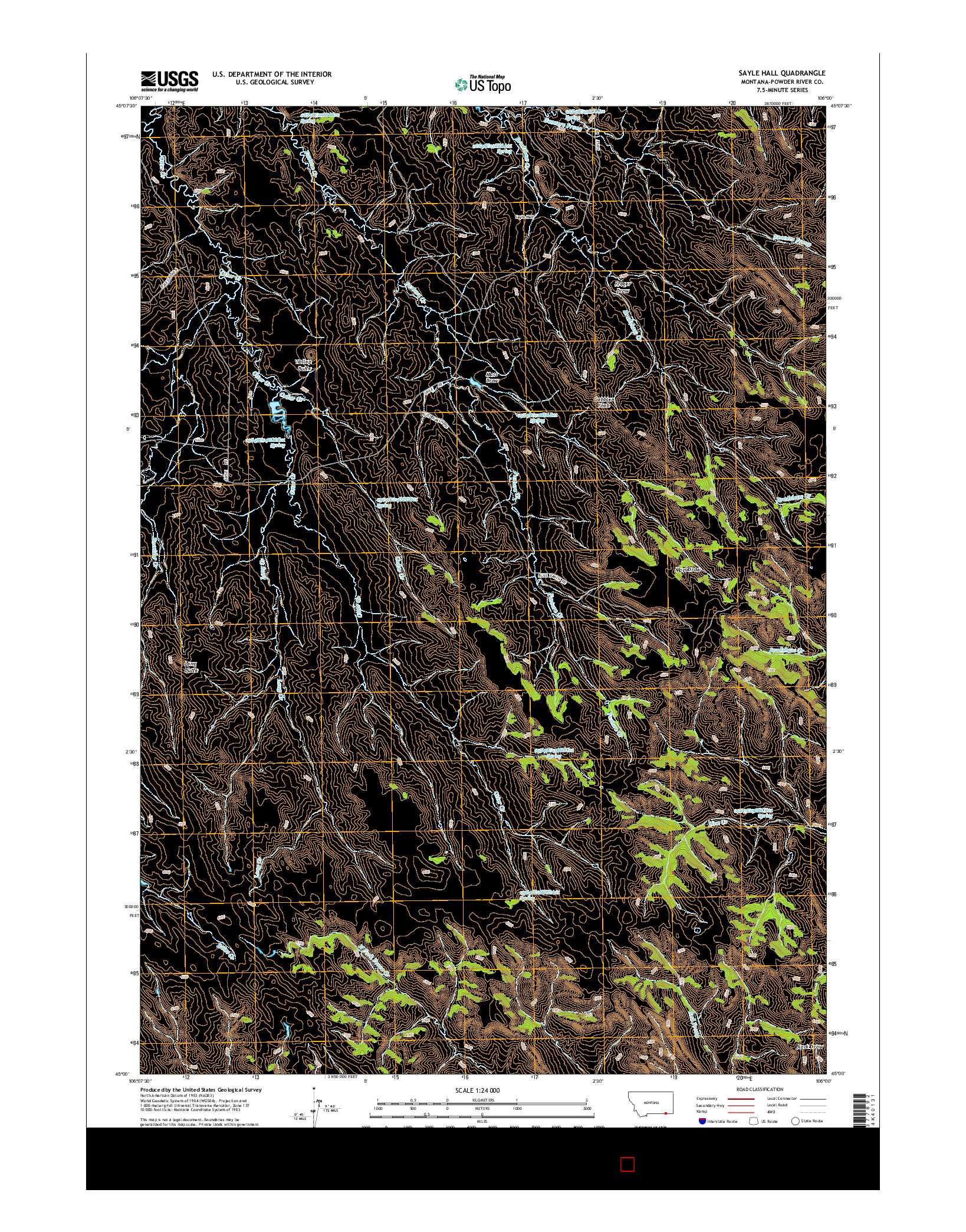 USGS US TOPO 7.5-MINUTE MAP FOR SAYLE HALL, MT 2014