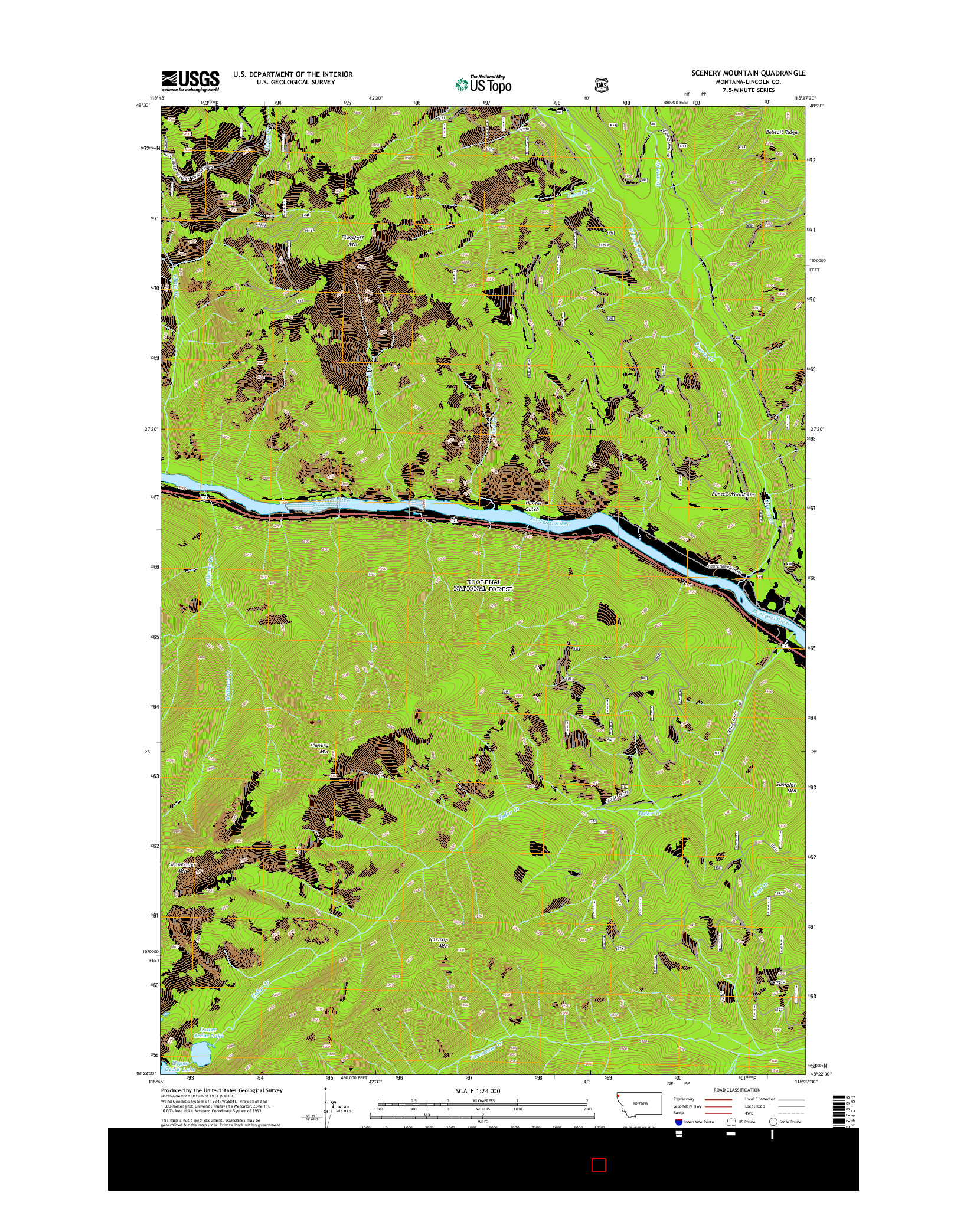 USGS US TOPO 7.5-MINUTE MAP FOR SCENERY MOUNTAIN, MT 2014