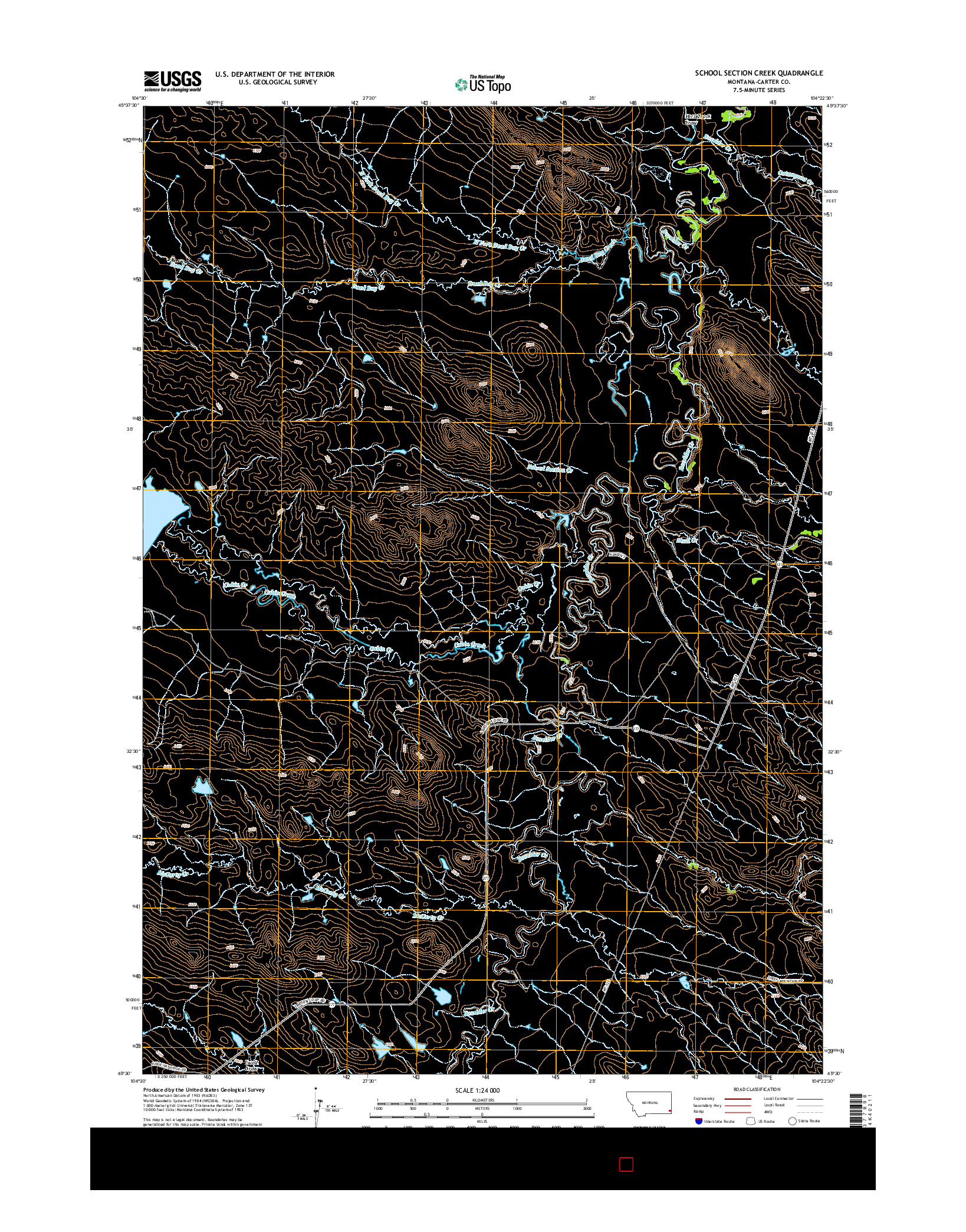 USGS US TOPO 7.5-MINUTE MAP FOR SCHOOL SECTION CREEK, MT 2014