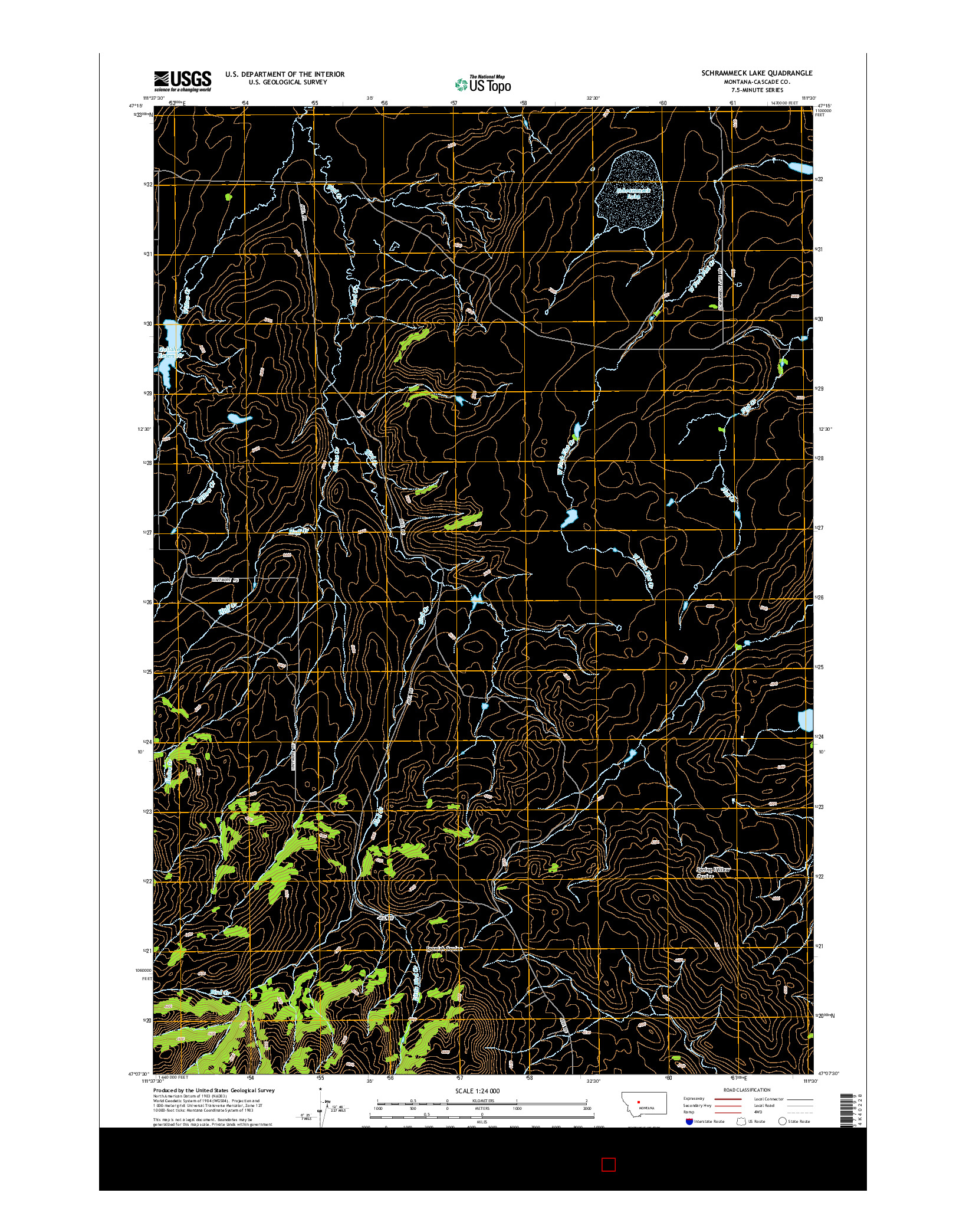USGS US TOPO 7.5-MINUTE MAP FOR SCHRAMMECK LAKE, MT 2014