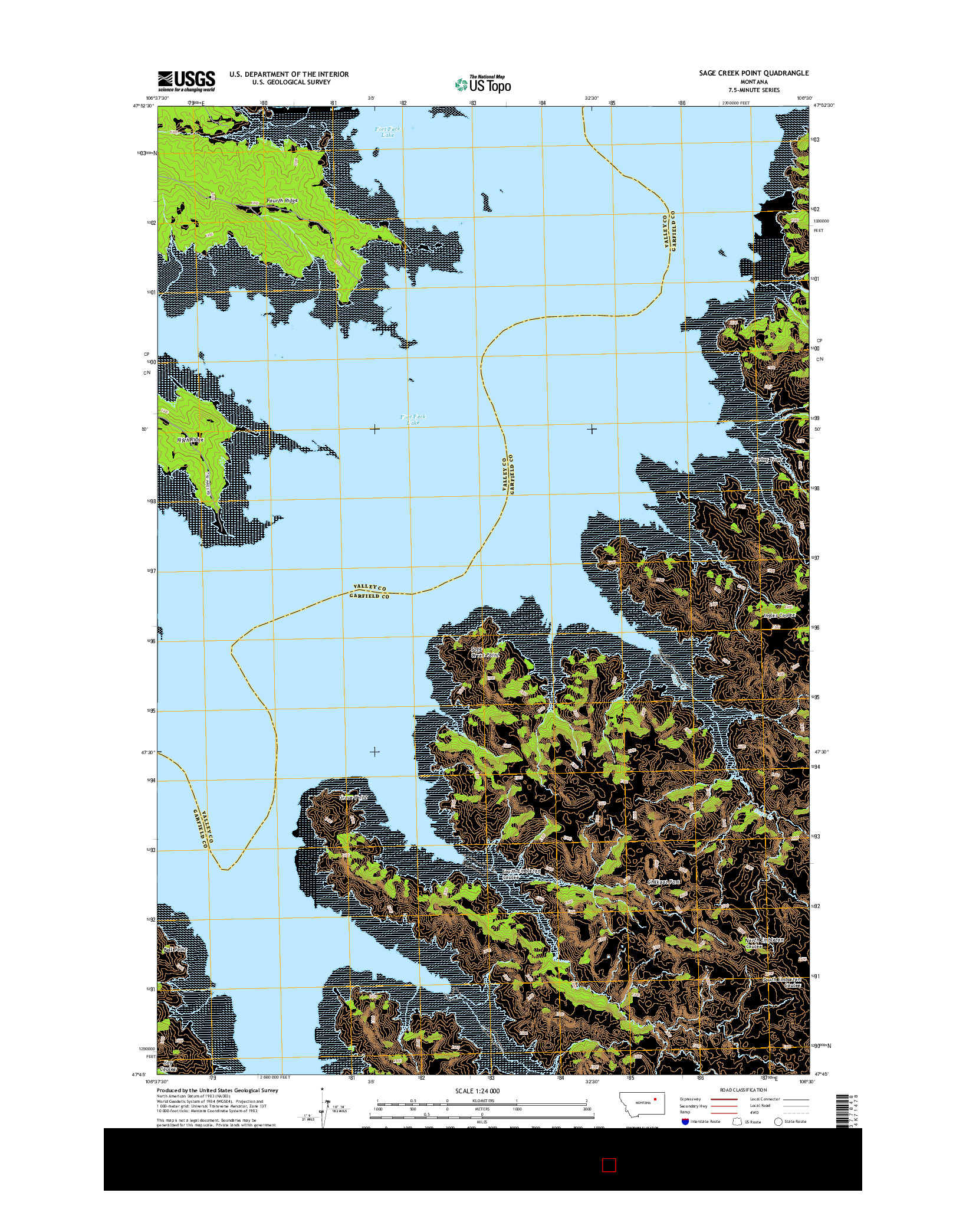 USGS US TOPO 7.5-MINUTE MAP FOR SAGE CREEK POINT, MT 2014