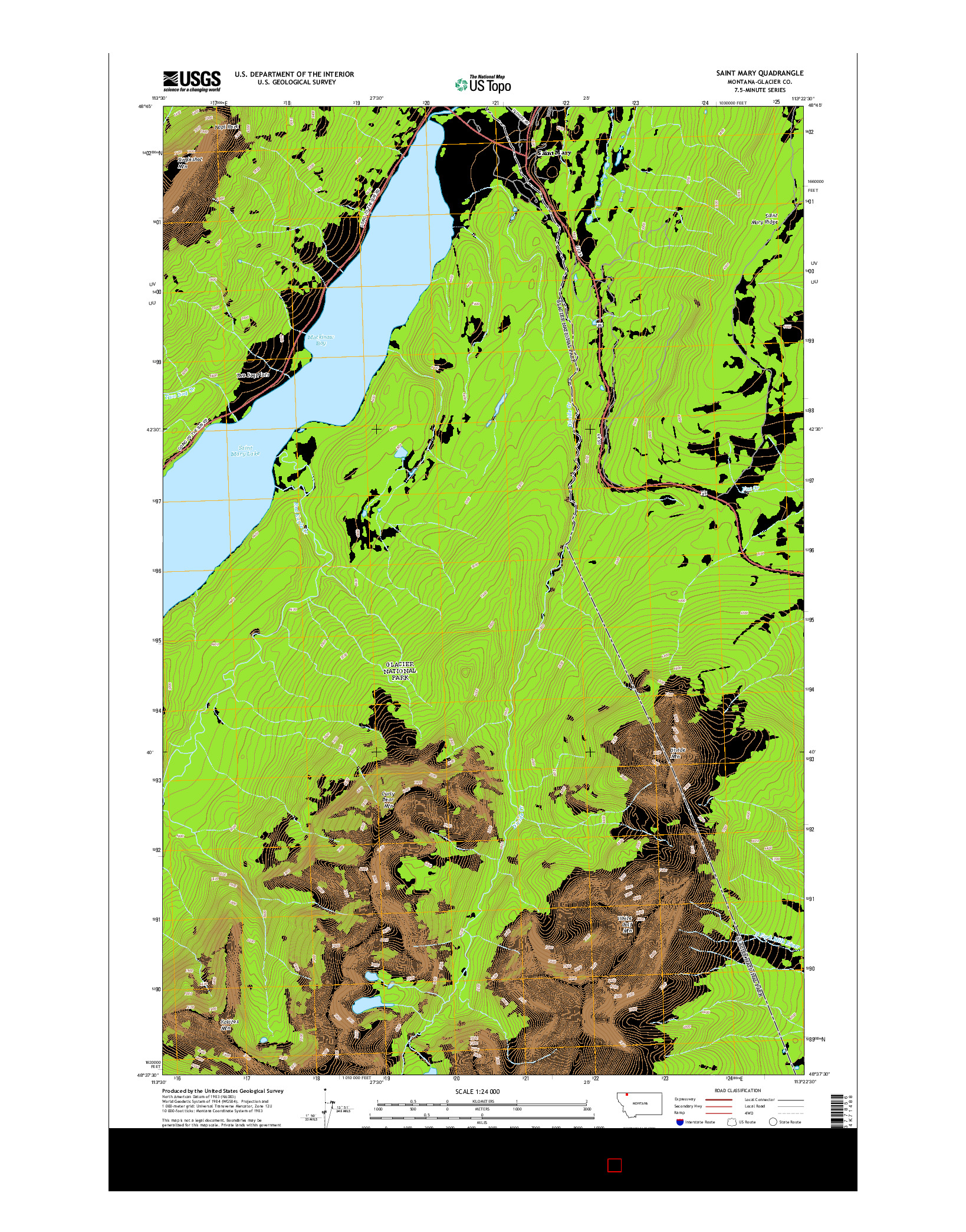USGS US TOPO 7.5-MINUTE MAP FOR SAINT MARY, MT 2014