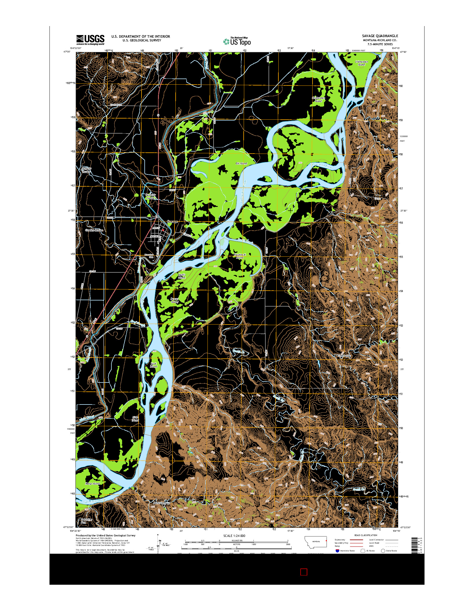 USGS US TOPO 7.5-MINUTE MAP FOR SAVAGE, MT 2014