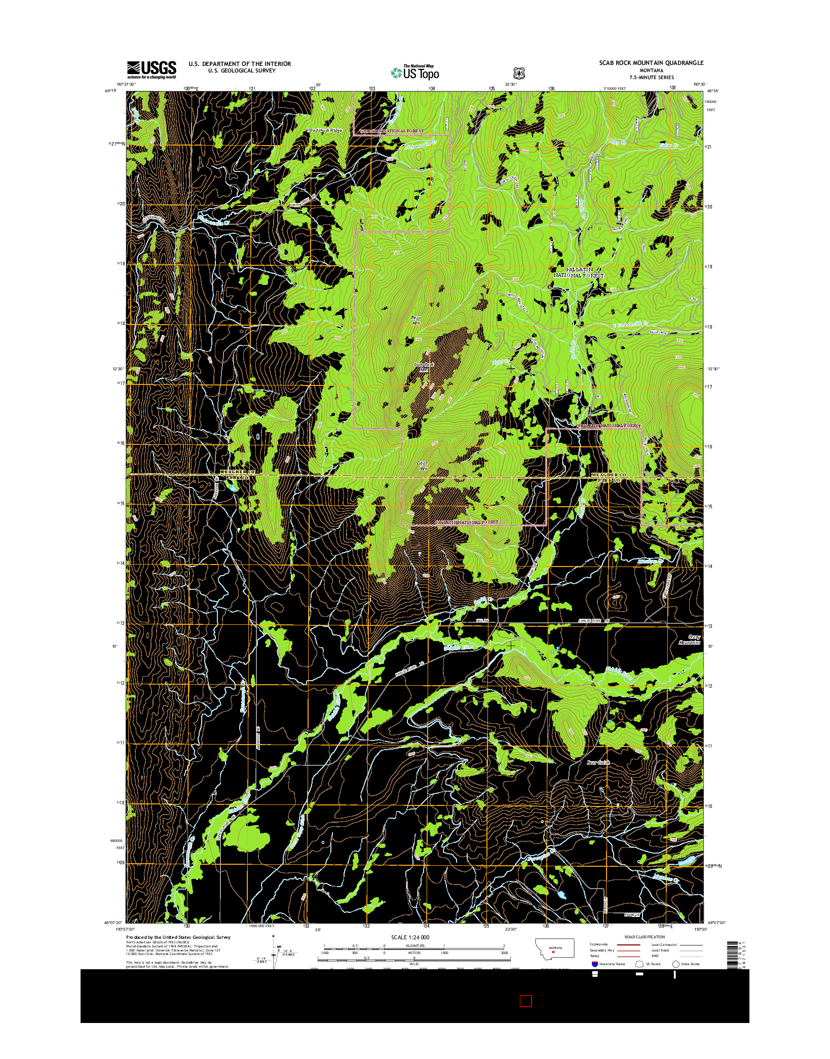 USGS US TOPO 7.5-MINUTE MAP FOR SCAB ROCK MOUNTAIN, MT 2014