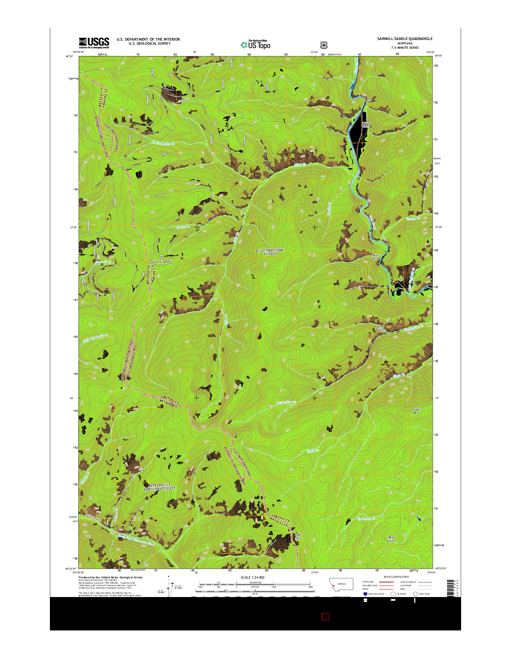 USGS US TOPO 7.5-MINUTE MAP FOR SAWMILL SADDLE, MT 2014