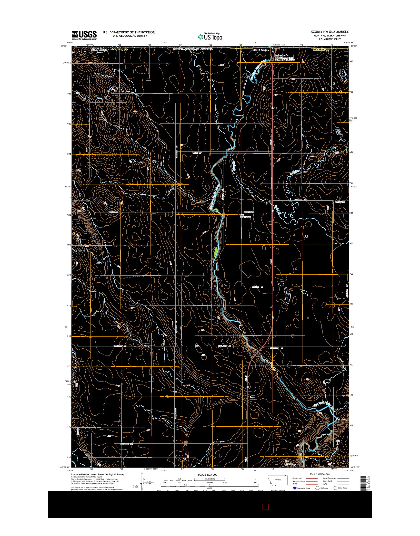 USGS US TOPO 7.5-MINUTE MAP FOR SCOBEY NW, MT-SK 2014