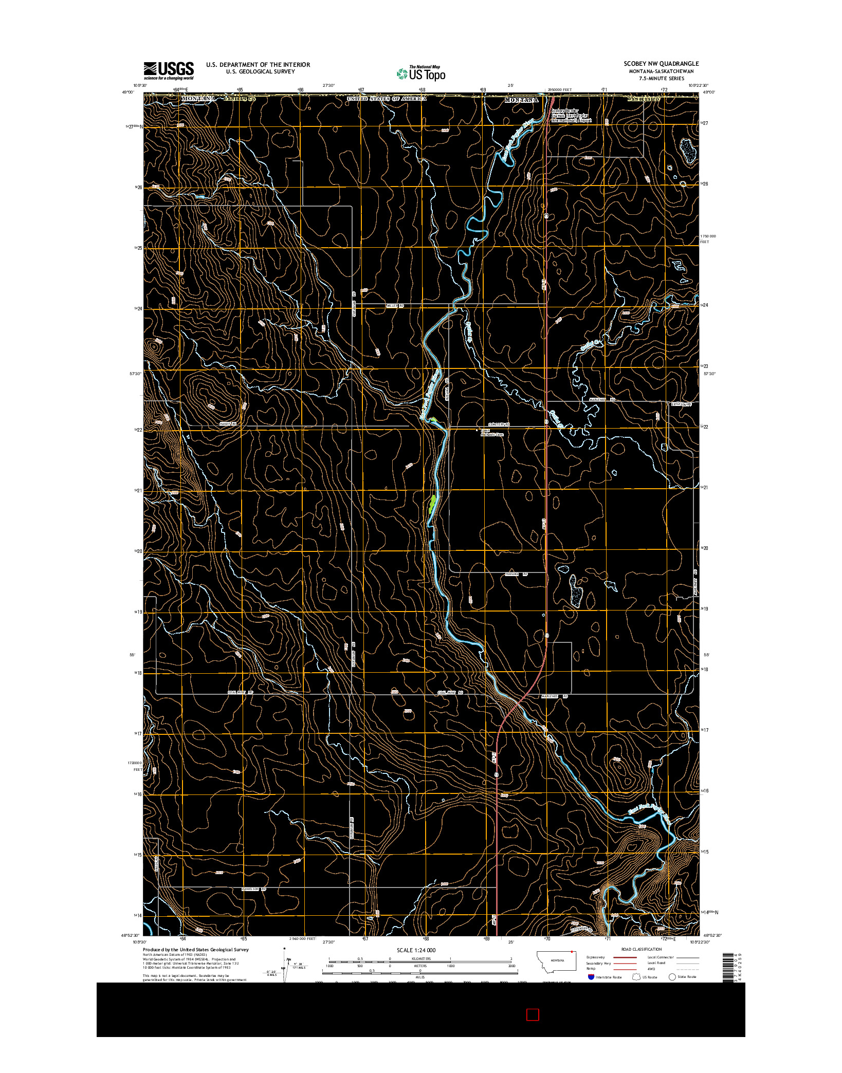 USGS US TOPO 7.5-MINUTE MAP FOR SCOBEY NW, MT-SK 2014