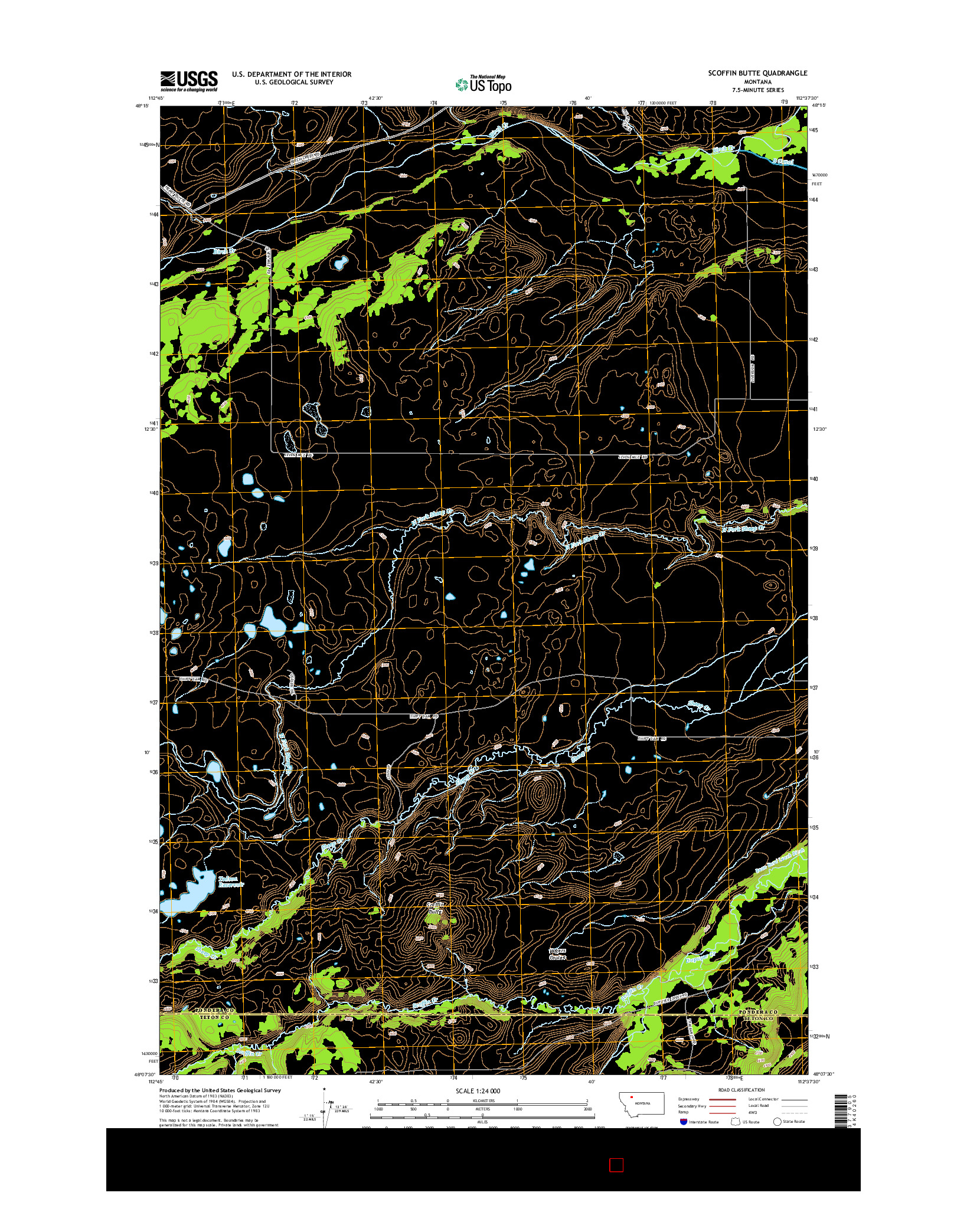 USGS US TOPO 7.5-MINUTE MAP FOR SCOFFIN BUTTE, MT 2014