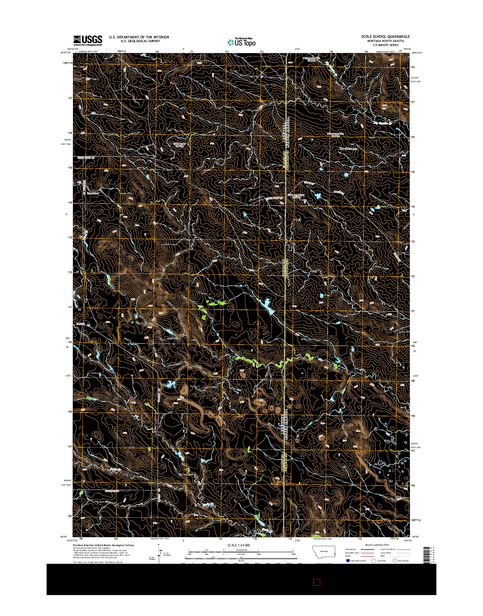 USGS US TOPO 7.5-MINUTE MAP FOR SCOLE SCHOOL, MT-ND 2014