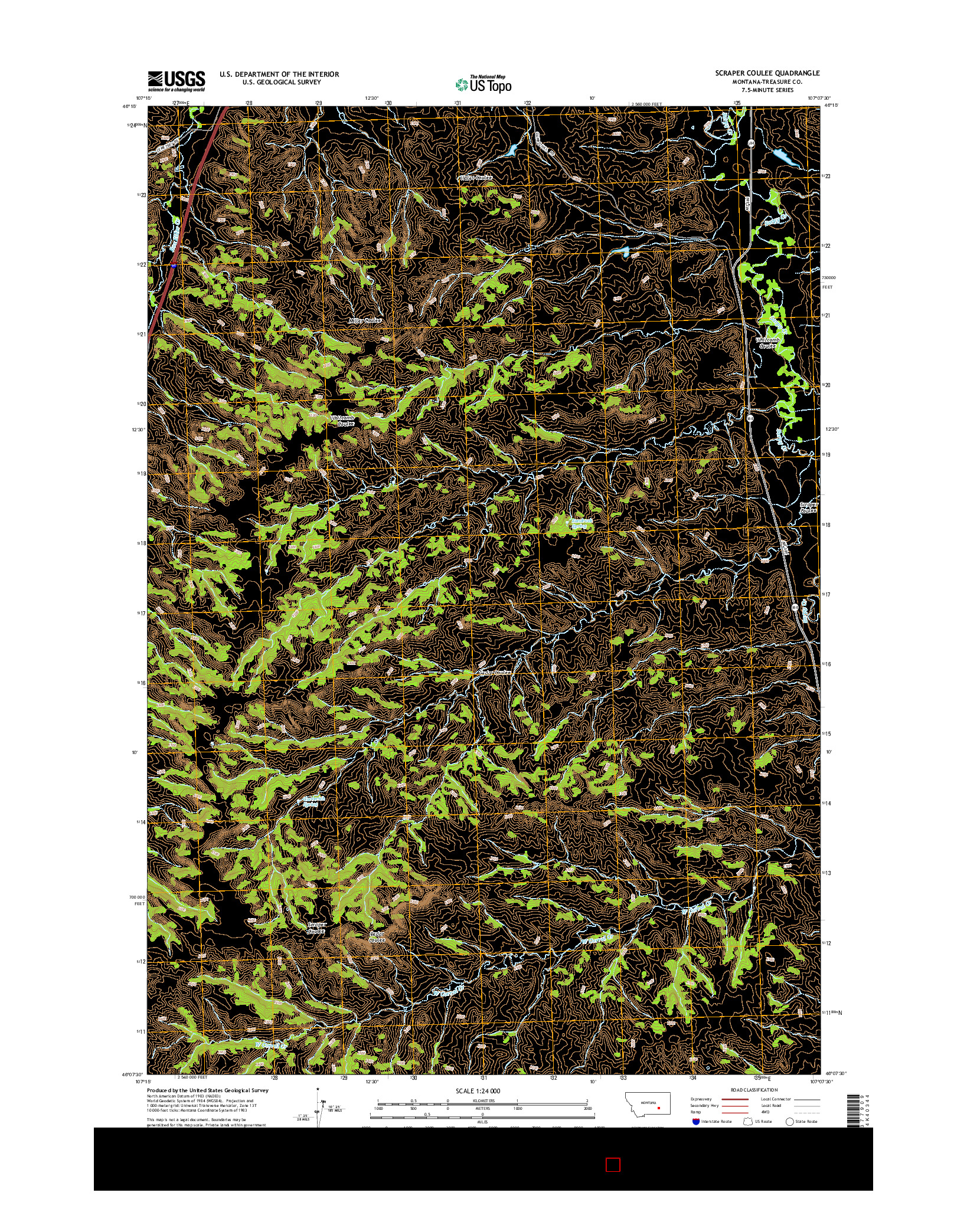 USGS US TOPO 7.5-MINUTE MAP FOR SCRAPER COULEE, MT 2014