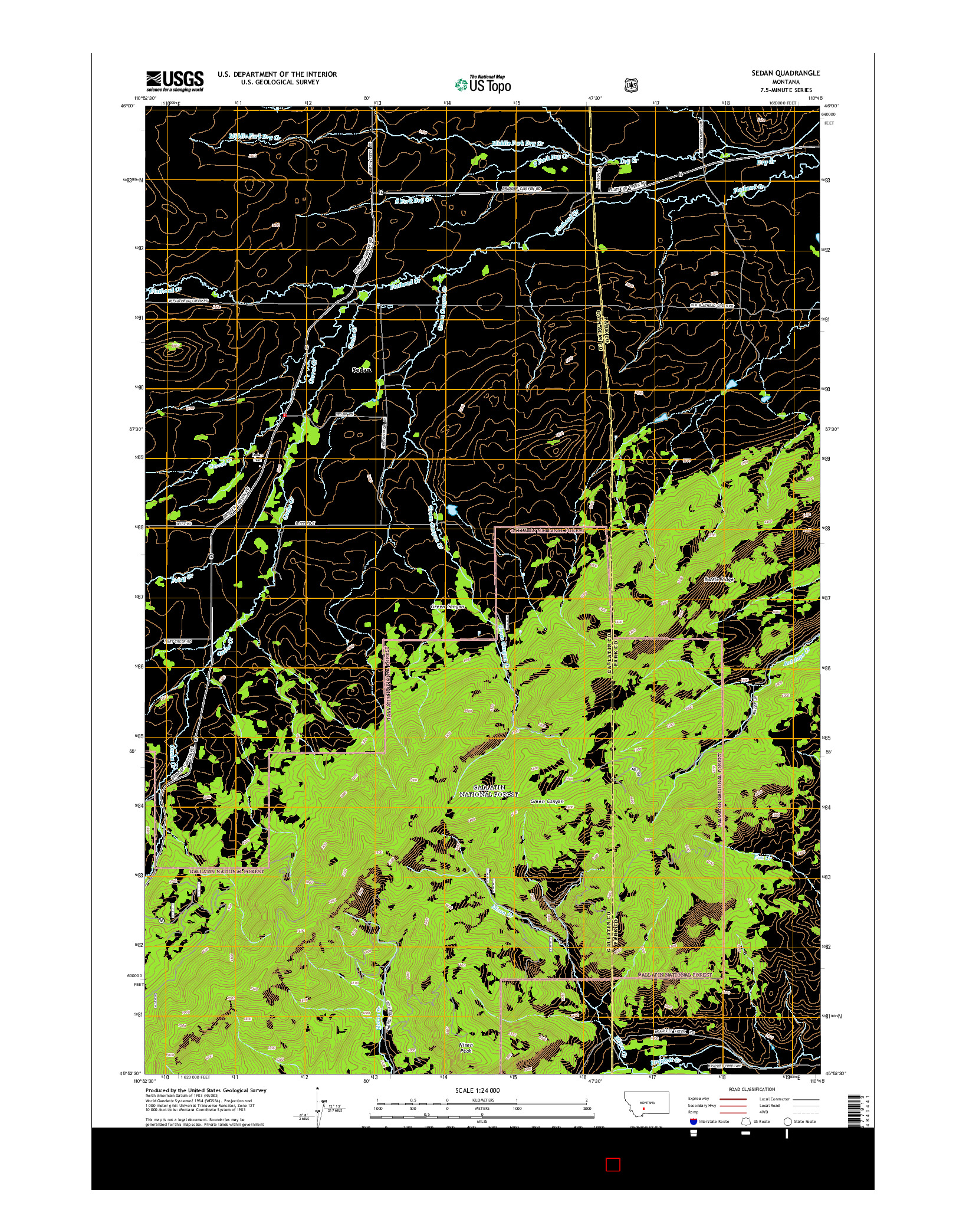 USGS US TOPO 7.5-MINUTE MAP FOR SEDAN, MT 2014