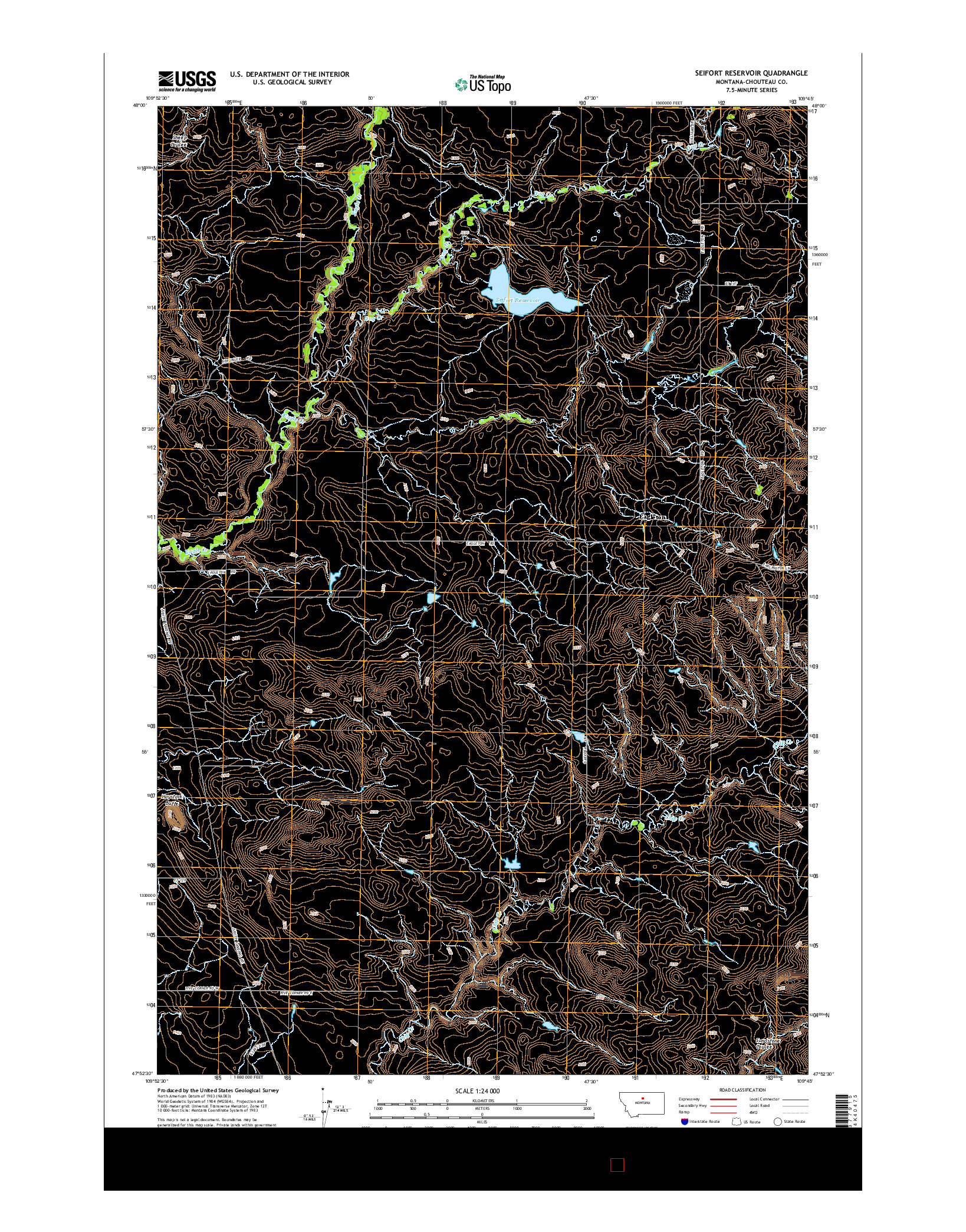 USGS US TOPO 7.5-MINUTE MAP FOR SEIFORT RESERVOIR, MT 2014