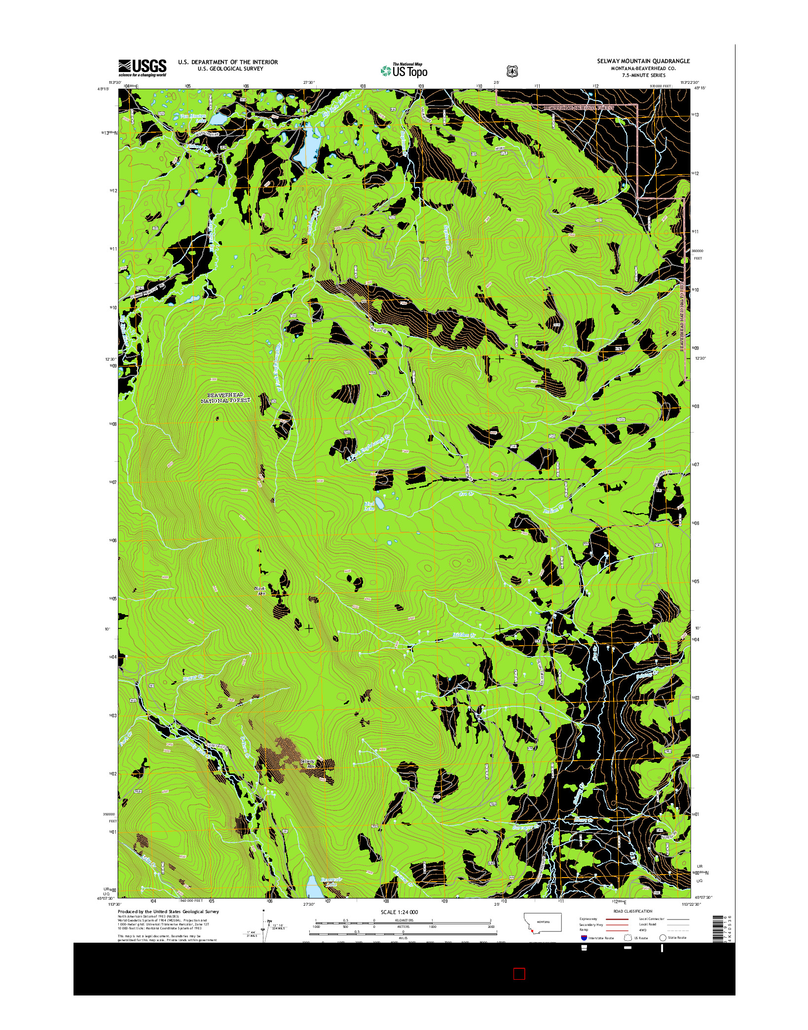 USGS US TOPO 7.5-MINUTE MAP FOR SELWAY MOUNTAIN, MT 2014