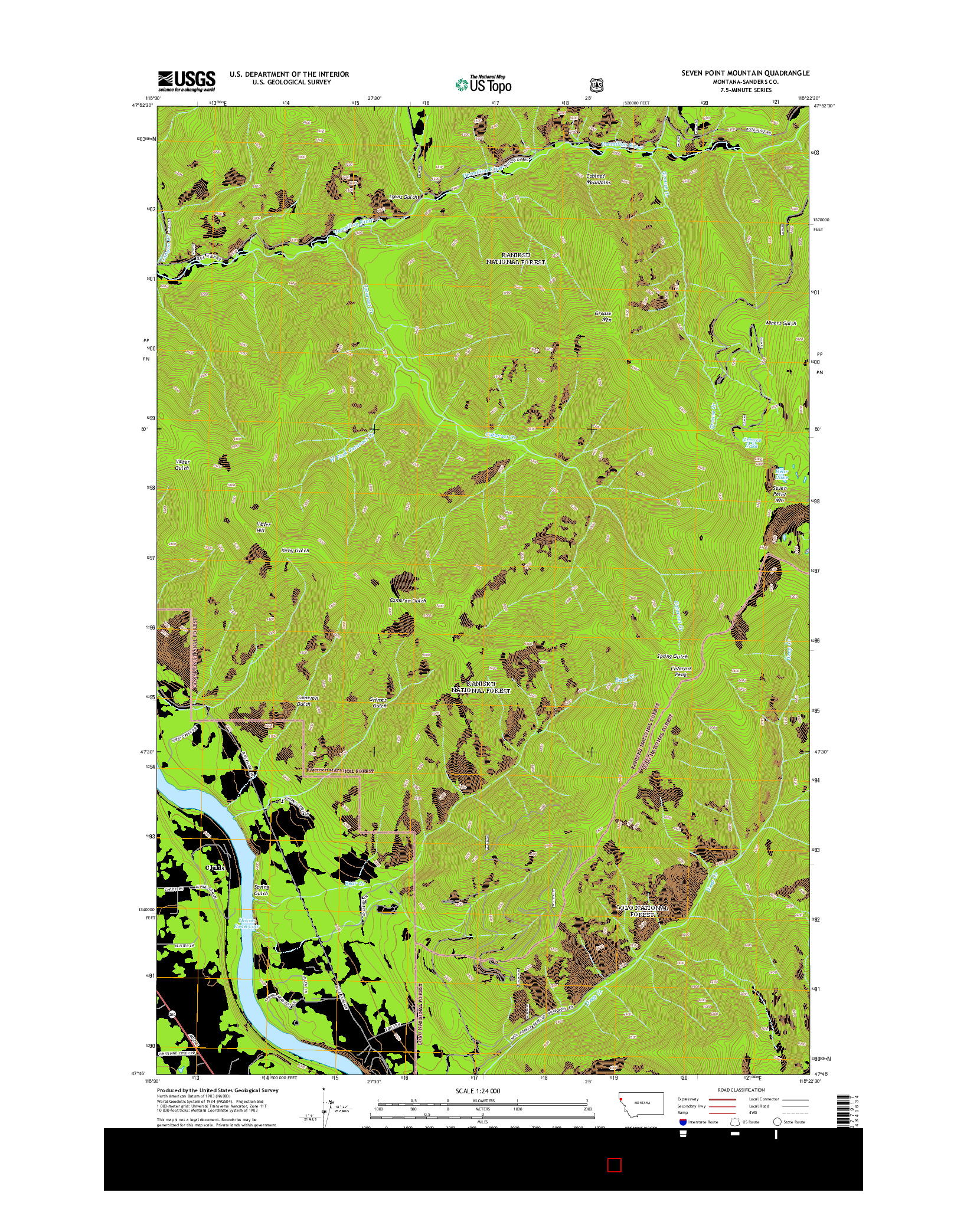 USGS US TOPO 7.5-MINUTE MAP FOR SEVEN POINT MOUNTAIN, MT 2014