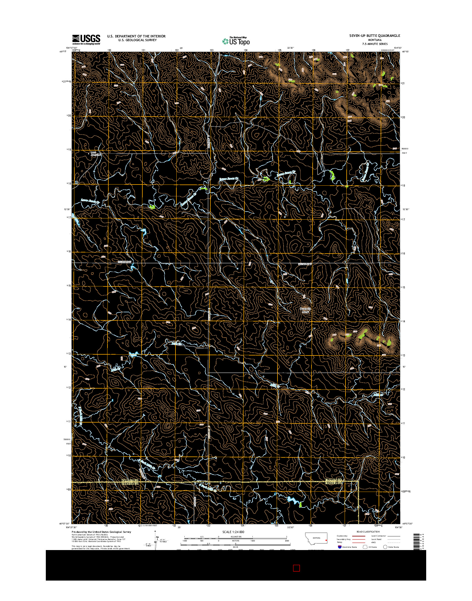 USGS US TOPO 7.5-MINUTE MAP FOR SEVEN-UP BUTTE, MT 2014