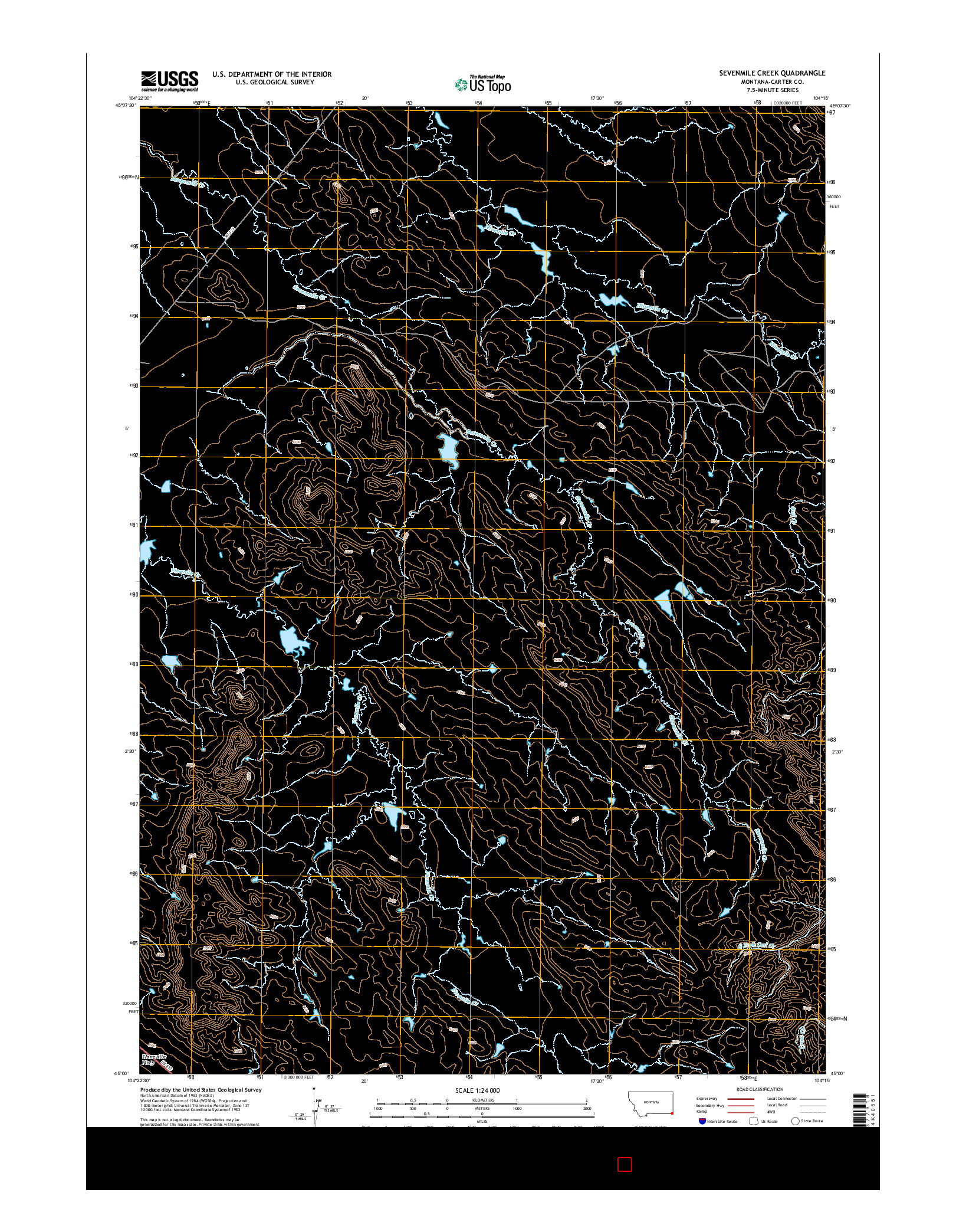 USGS US TOPO 7.5-MINUTE MAP FOR SEVENMILE CREEK, MT 2014