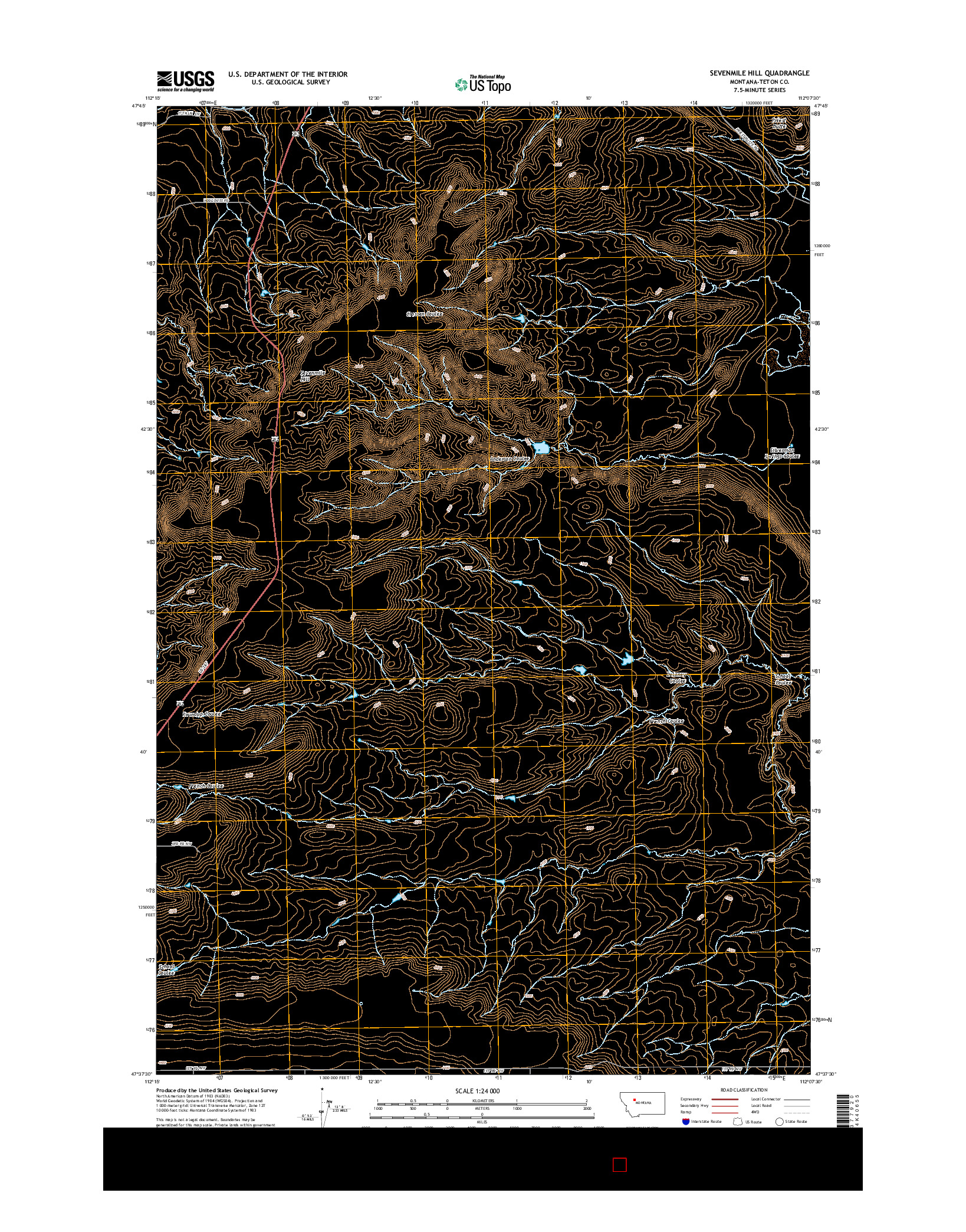 USGS US TOPO 7.5-MINUTE MAP FOR SEVENMILE HILL, MT 2014
