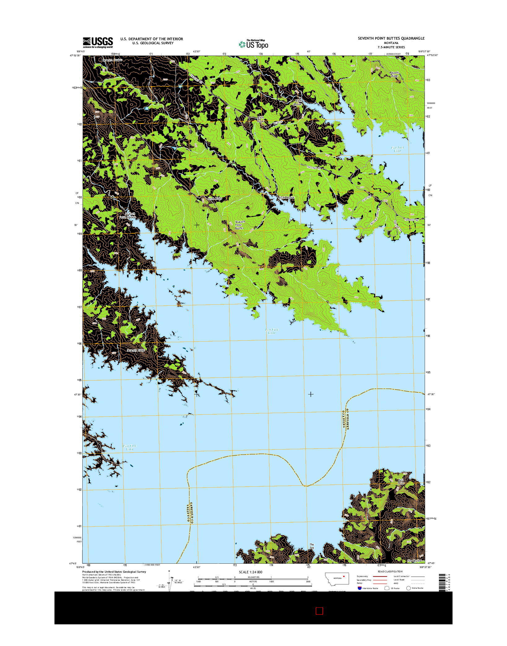 USGS US TOPO 7.5-MINUTE MAP FOR SEVENTH POINT BUTTES, MT 2014