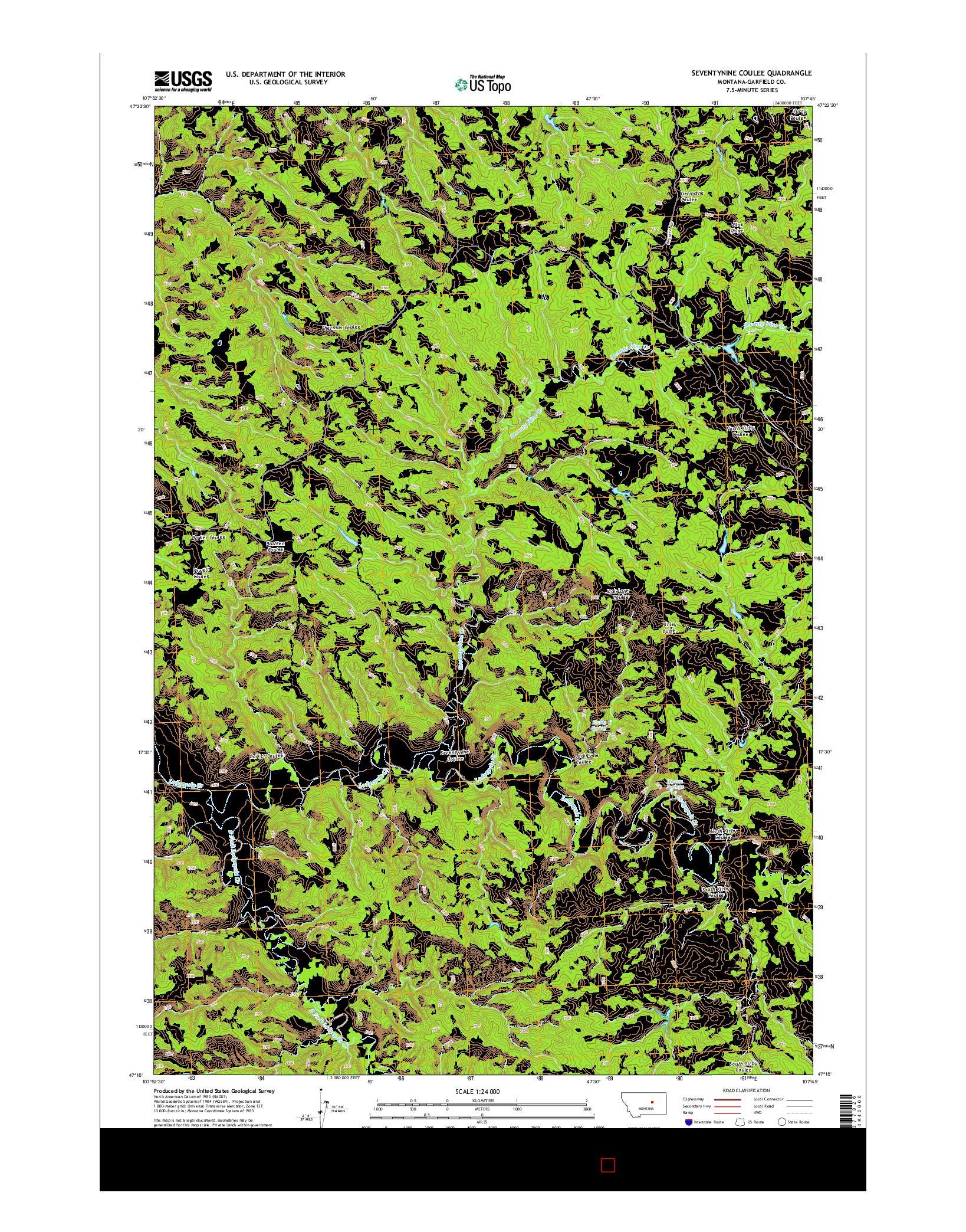 USGS US TOPO 7.5-MINUTE MAP FOR SEVENTYNINE COULEE, MT 2014