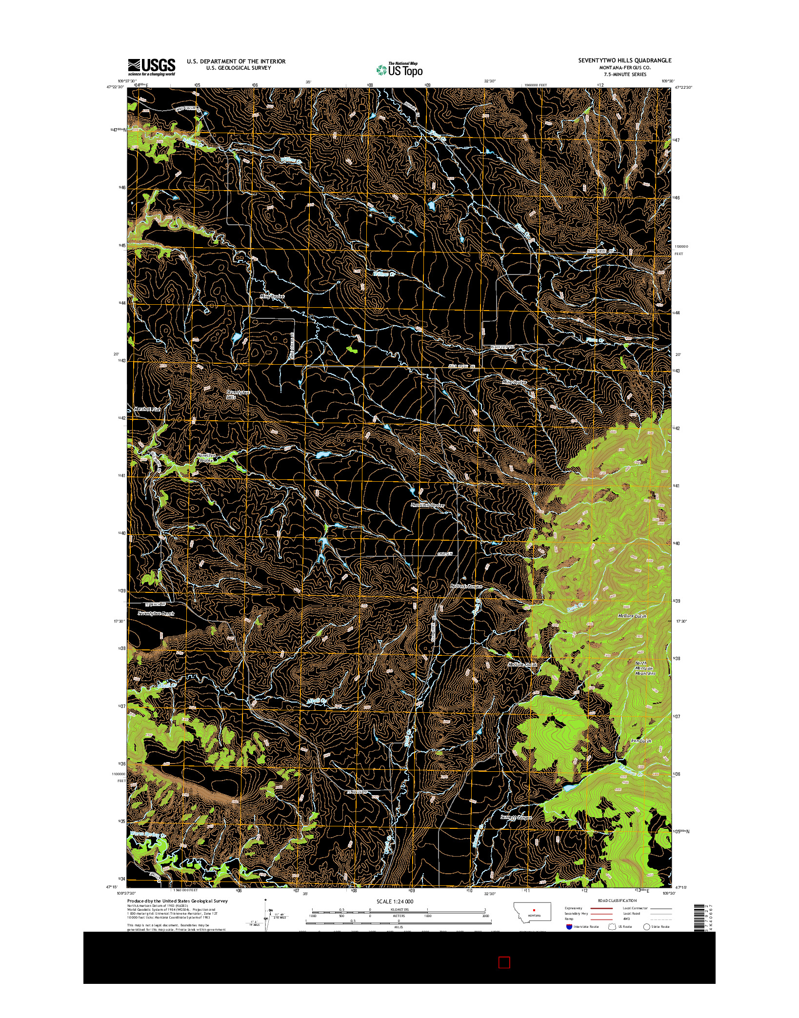 USGS US TOPO 7.5-MINUTE MAP FOR SEVENTYTWO HILLS, MT 2014