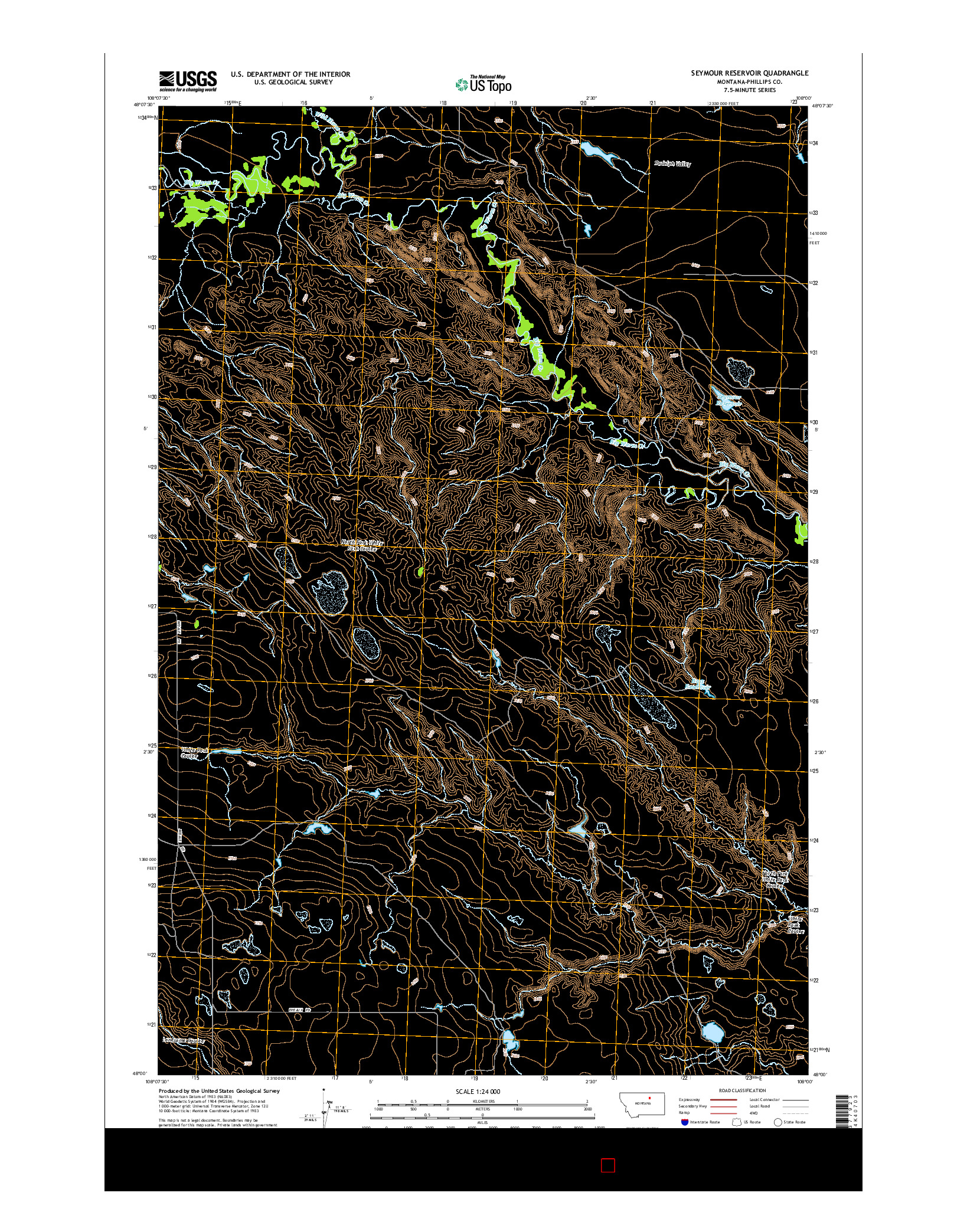 USGS US TOPO 7.5-MINUTE MAP FOR SEYMOUR RESERVOIR, MT 2014