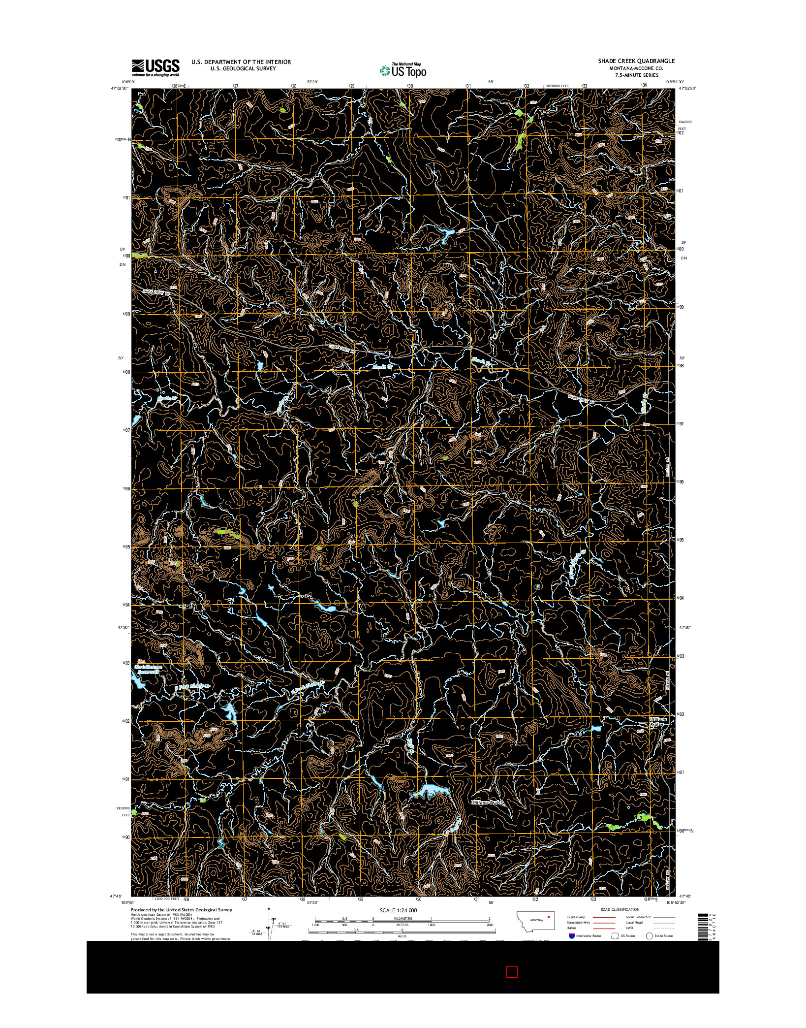 USGS US TOPO 7.5-MINUTE MAP FOR SHADE CREEK, MT 2014