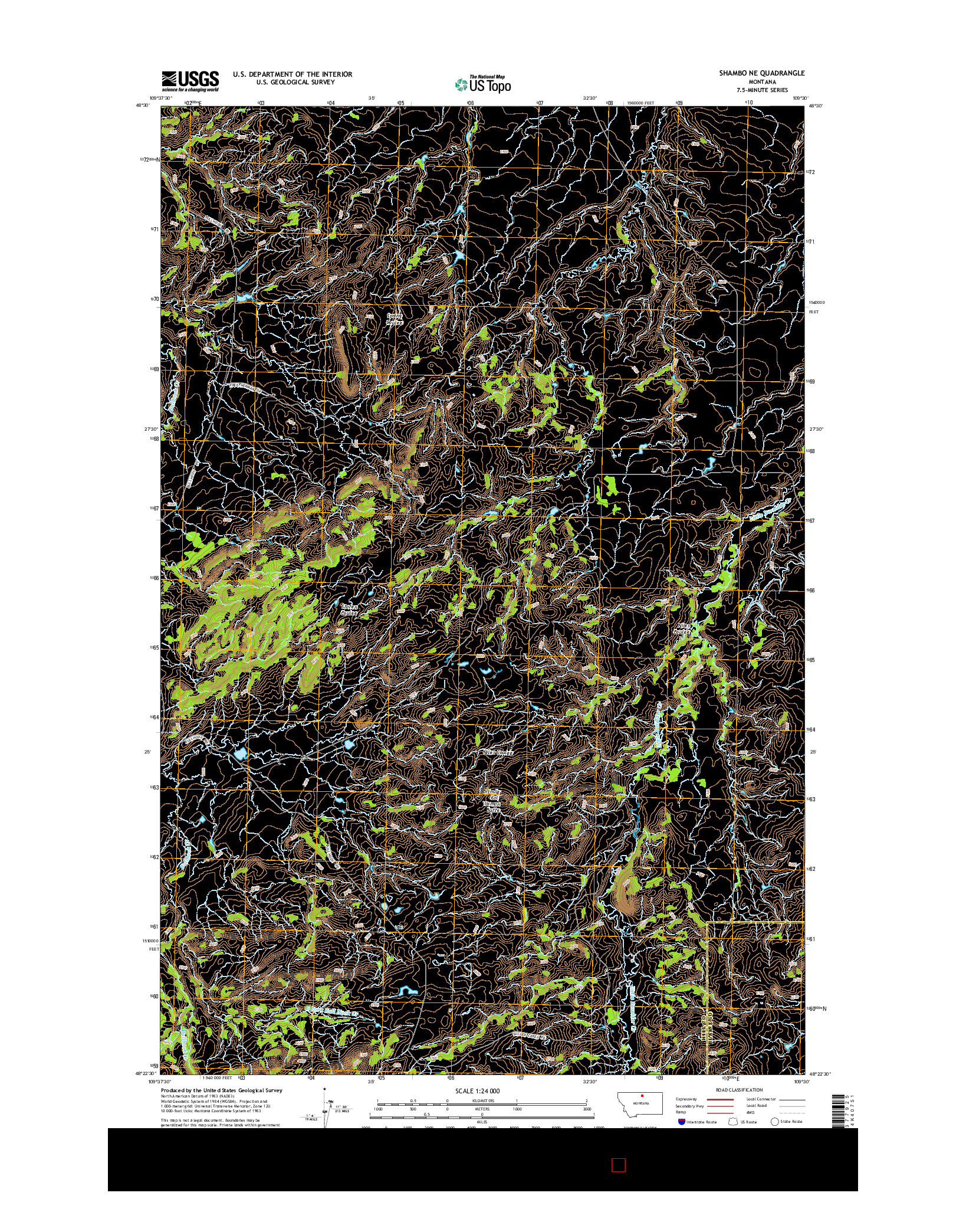 USGS US TOPO 7.5-MINUTE MAP FOR SHAMBO NE, MT 2014