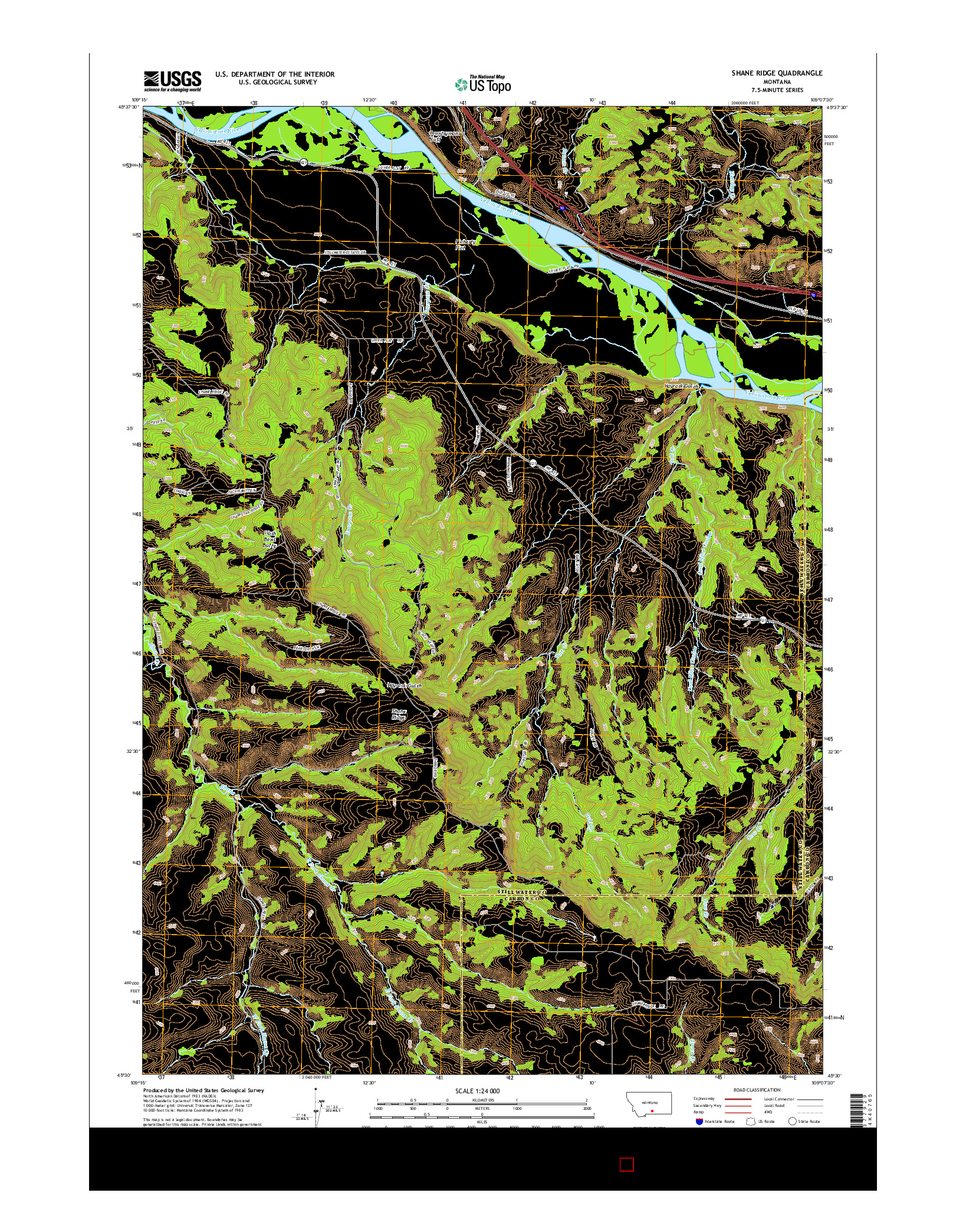 USGS US TOPO 7.5-MINUTE MAP FOR SHANE RIDGE, MT 2014
