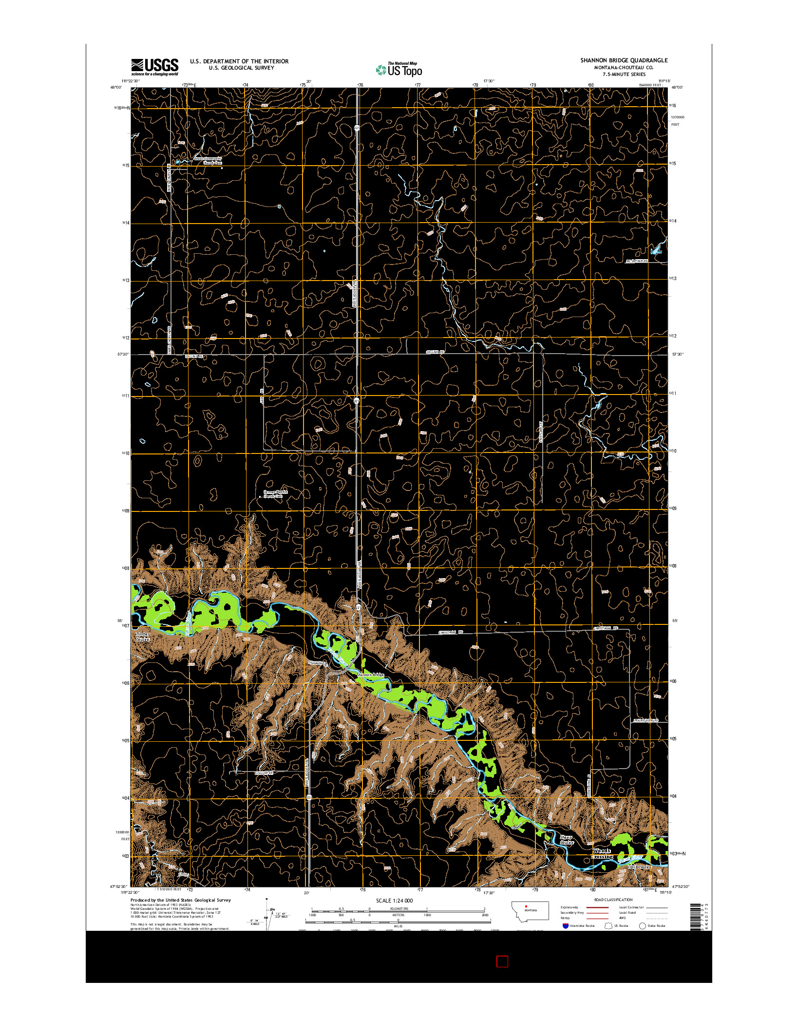 USGS US TOPO 7.5-MINUTE MAP FOR SHANNON BRIDGE, MT 2014