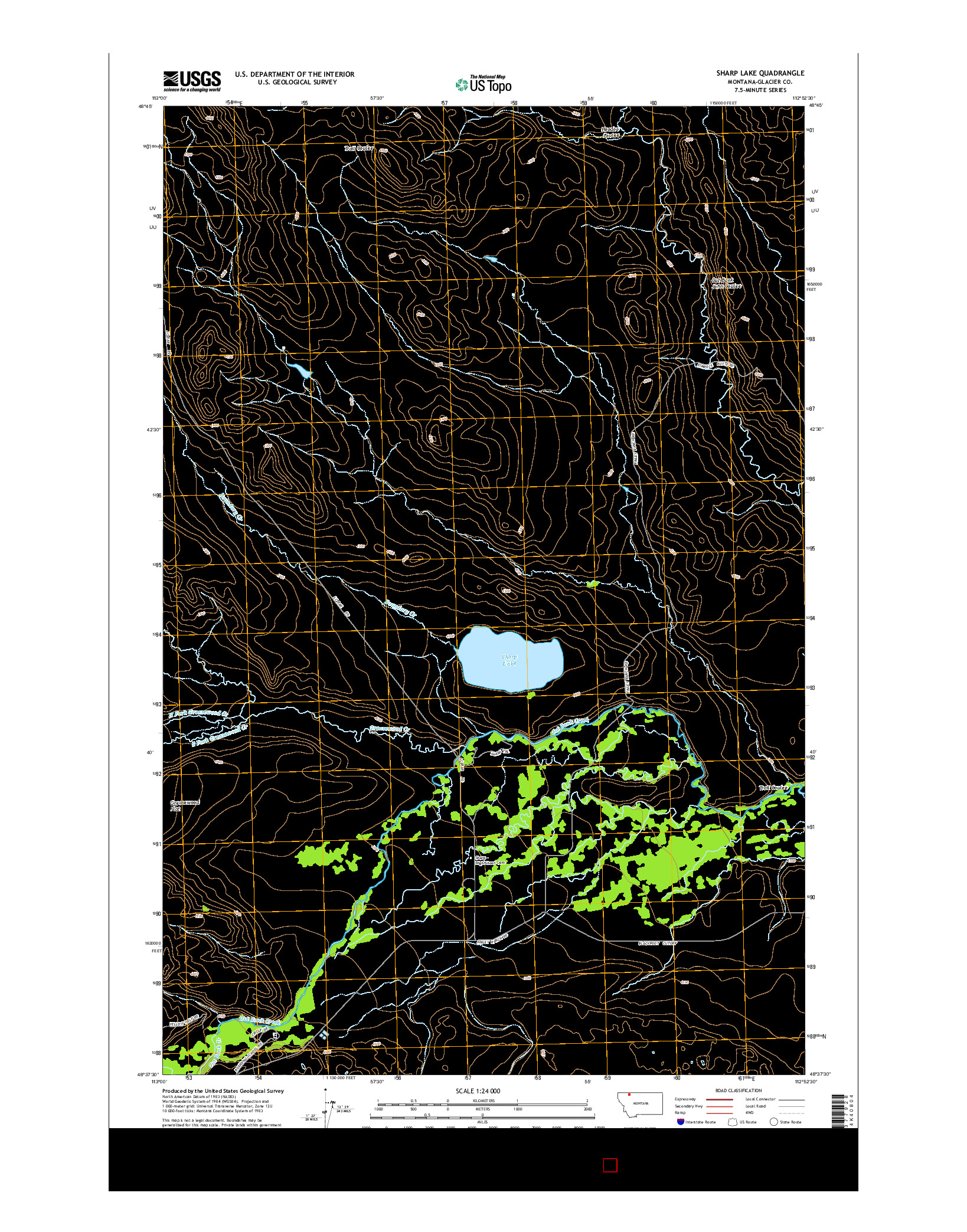 USGS US TOPO 7.5-MINUTE MAP FOR SHARP LAKE, MT 2014