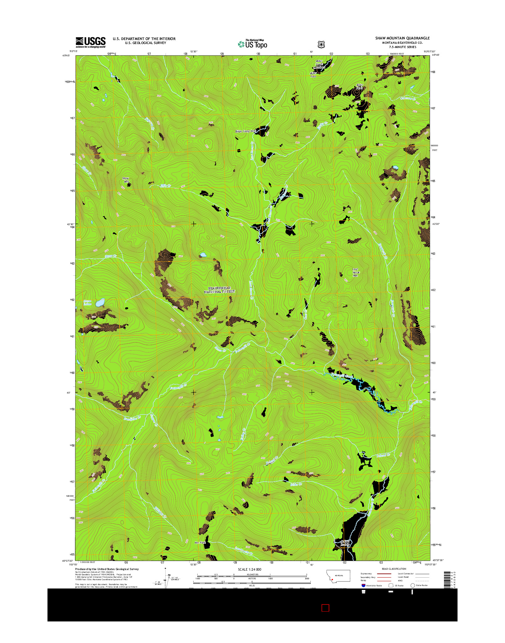 USGS US TOPO 7.5-MINUTE MAP FOR SHAW MOUNTAIN, MT 2014