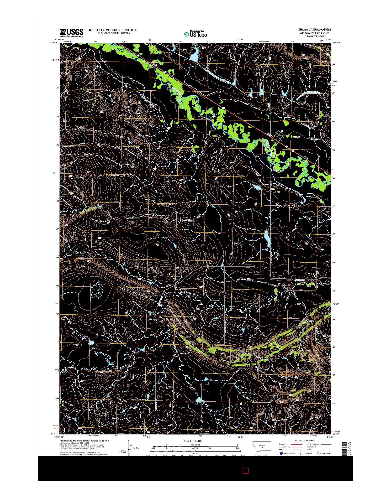 USGS US TOPO 7.5-MINUTE MAP FOR SHAWMUT, MT 2014