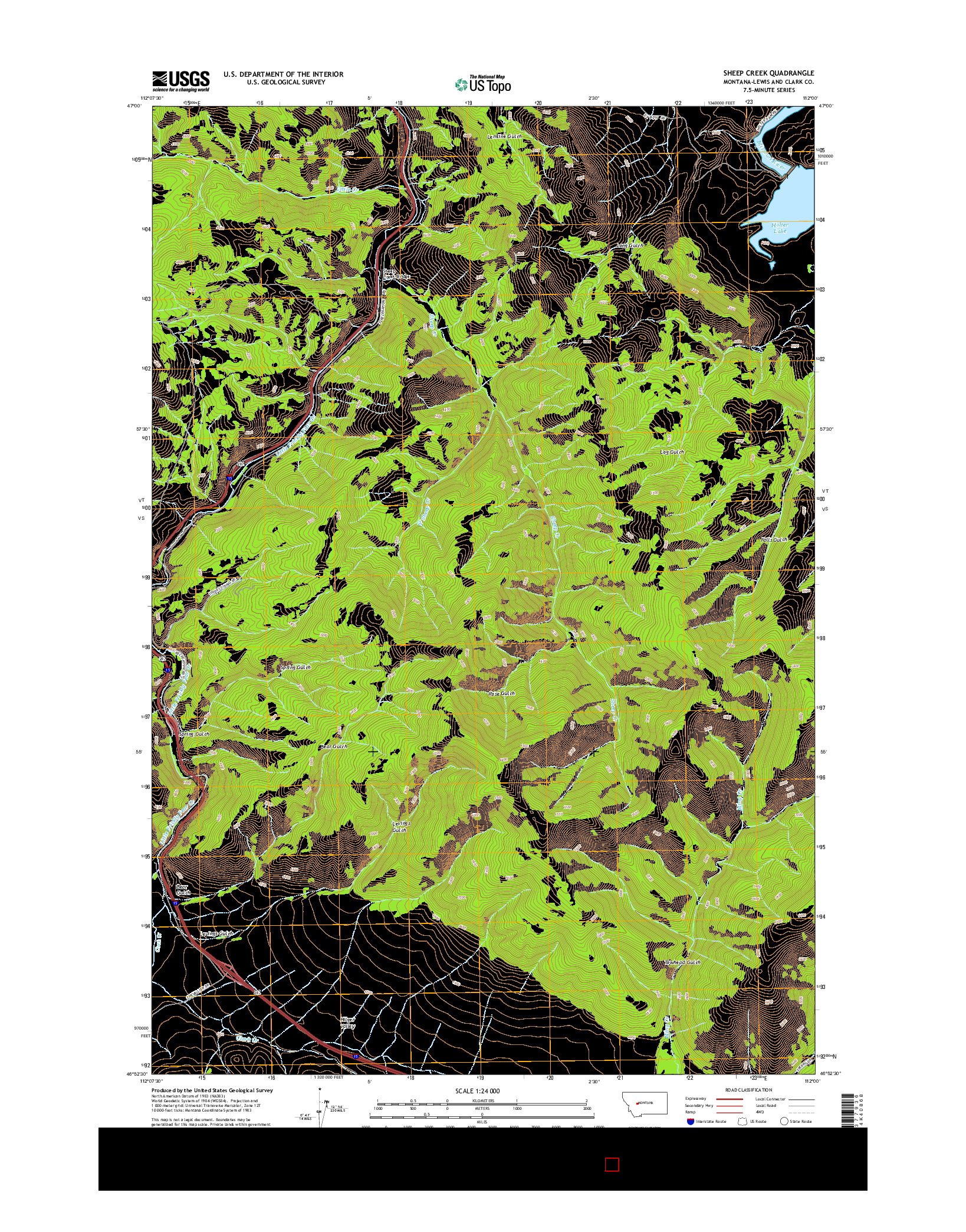 USGS US TOPO 7.5-MINUTE MAP FOR SHEEP CREEK, MT 2014