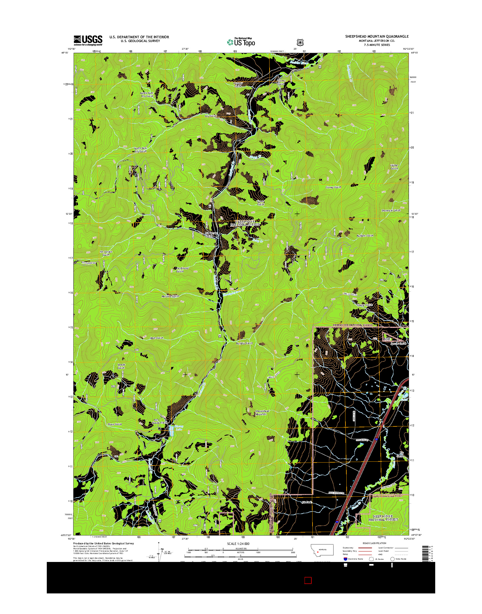 USGS US TOPO 7.5-MINUTE MAP FOR SHEEPSHEAD MOUNTAIN, MT 2014