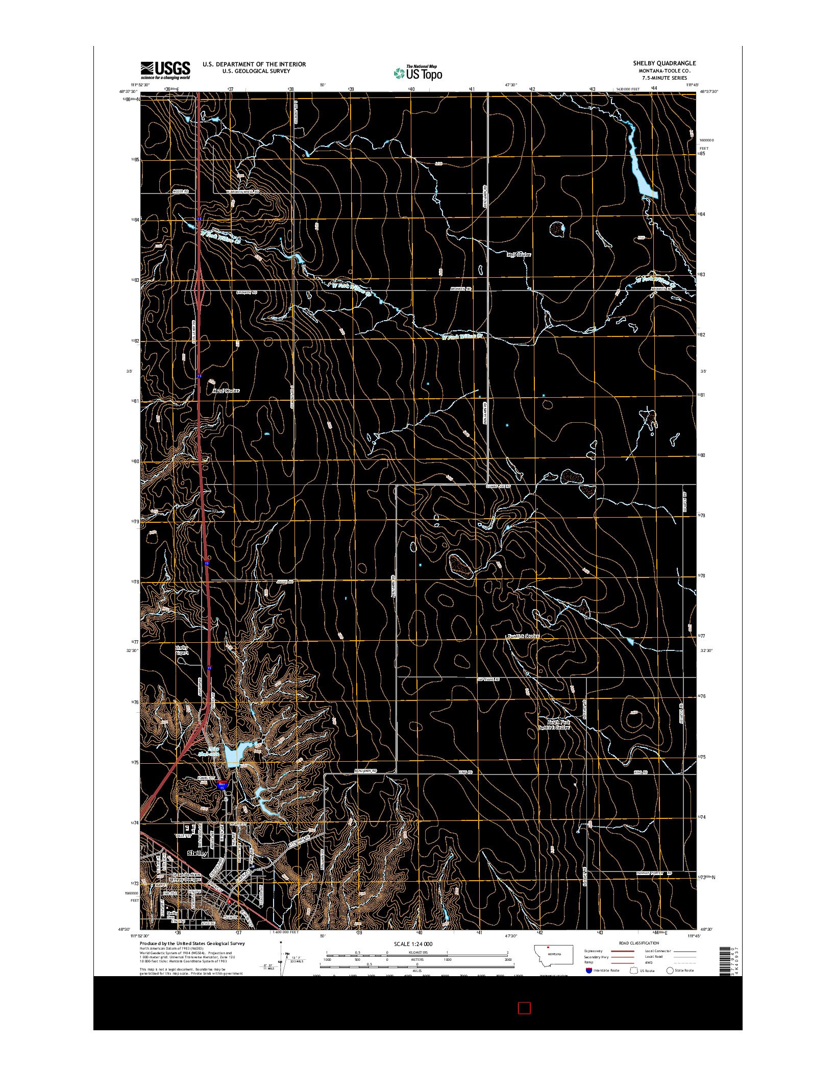 USGS US TOPO 7.5-MINUTE MAP FOR SHELBY, MT 2014