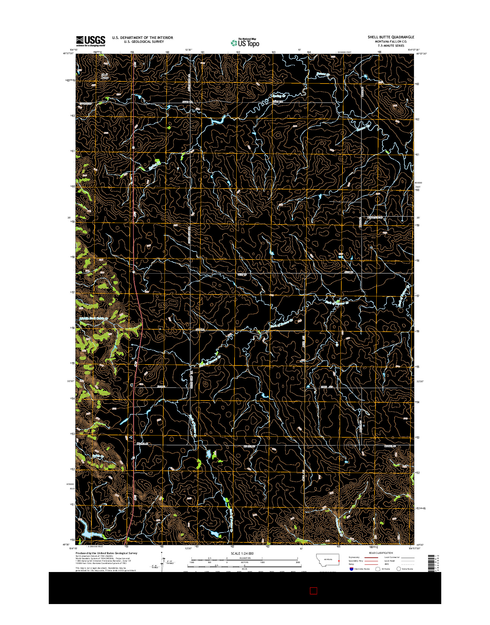 USGS US TOPO 7.5-MINUTE MAP FOR SHELL BUTTE, MT 2014