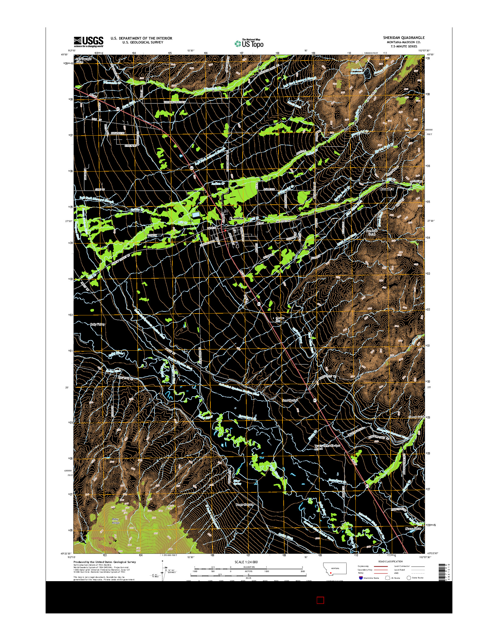 USGS US TOPO 7.5-MINUTE MAP FOR SHERIDAN, MT 2014
