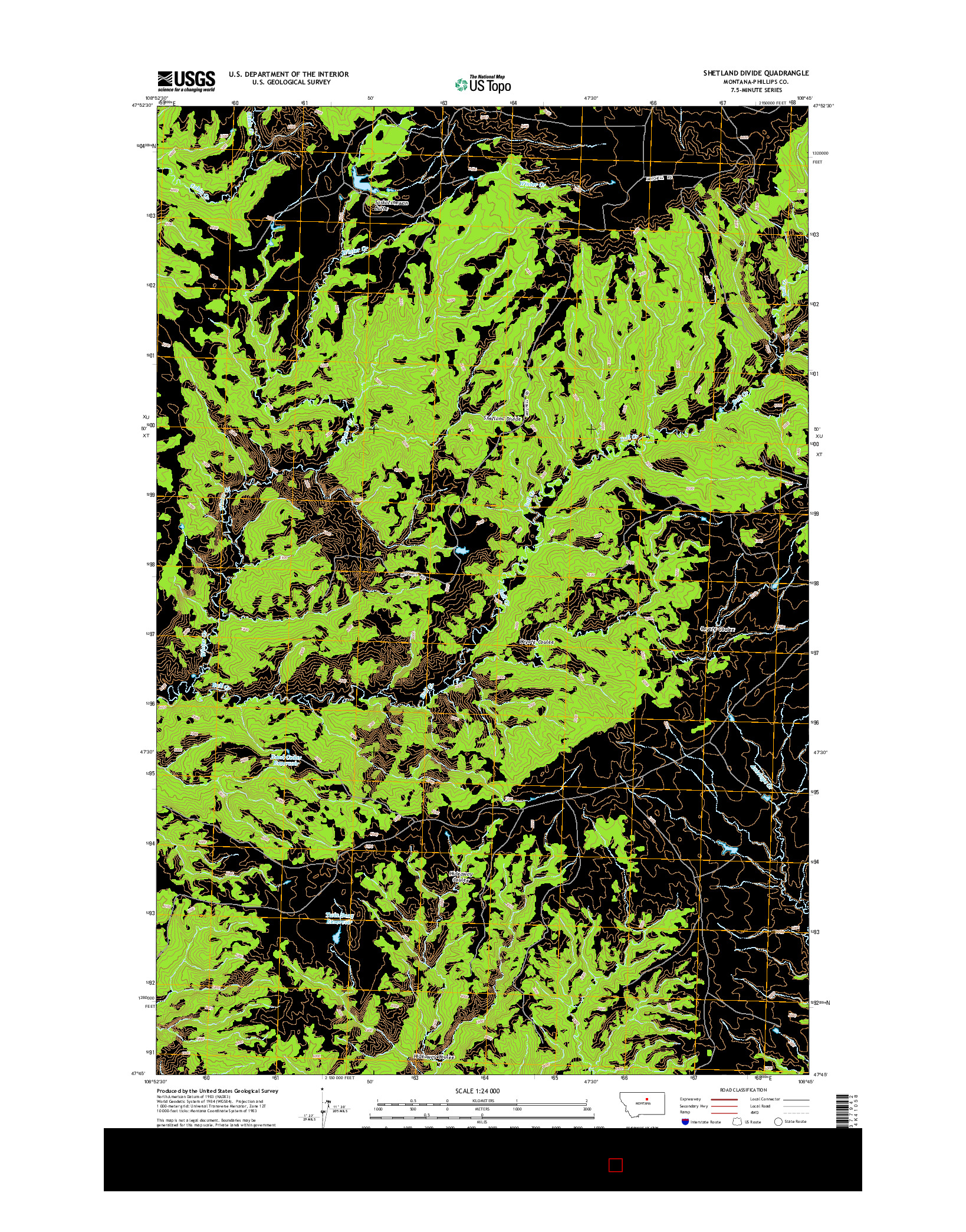 USGS US TOPO 7.5-MINUTE MAP FOR SHETLAND DIVIDE, MT 2014