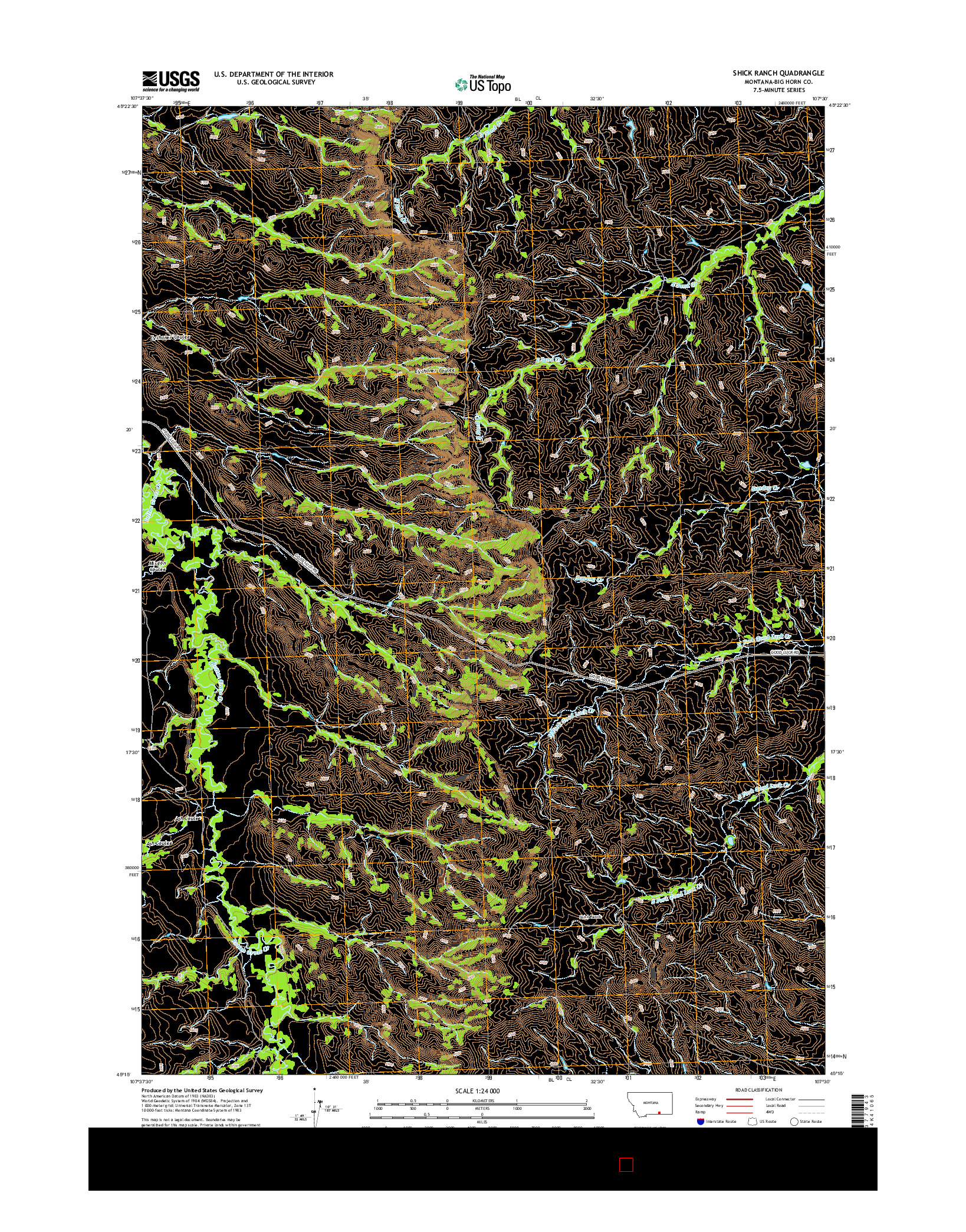 USGS US TOPO 7.5-MINUTE MAP FOR SHICK RANCH, MT 2014