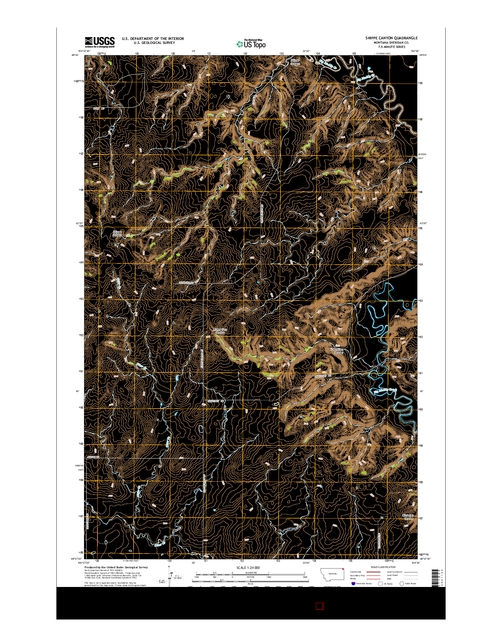 USGS US TOPO 7.5-MINUTE MAP FOR SHIPPE CANYON, MT 2014