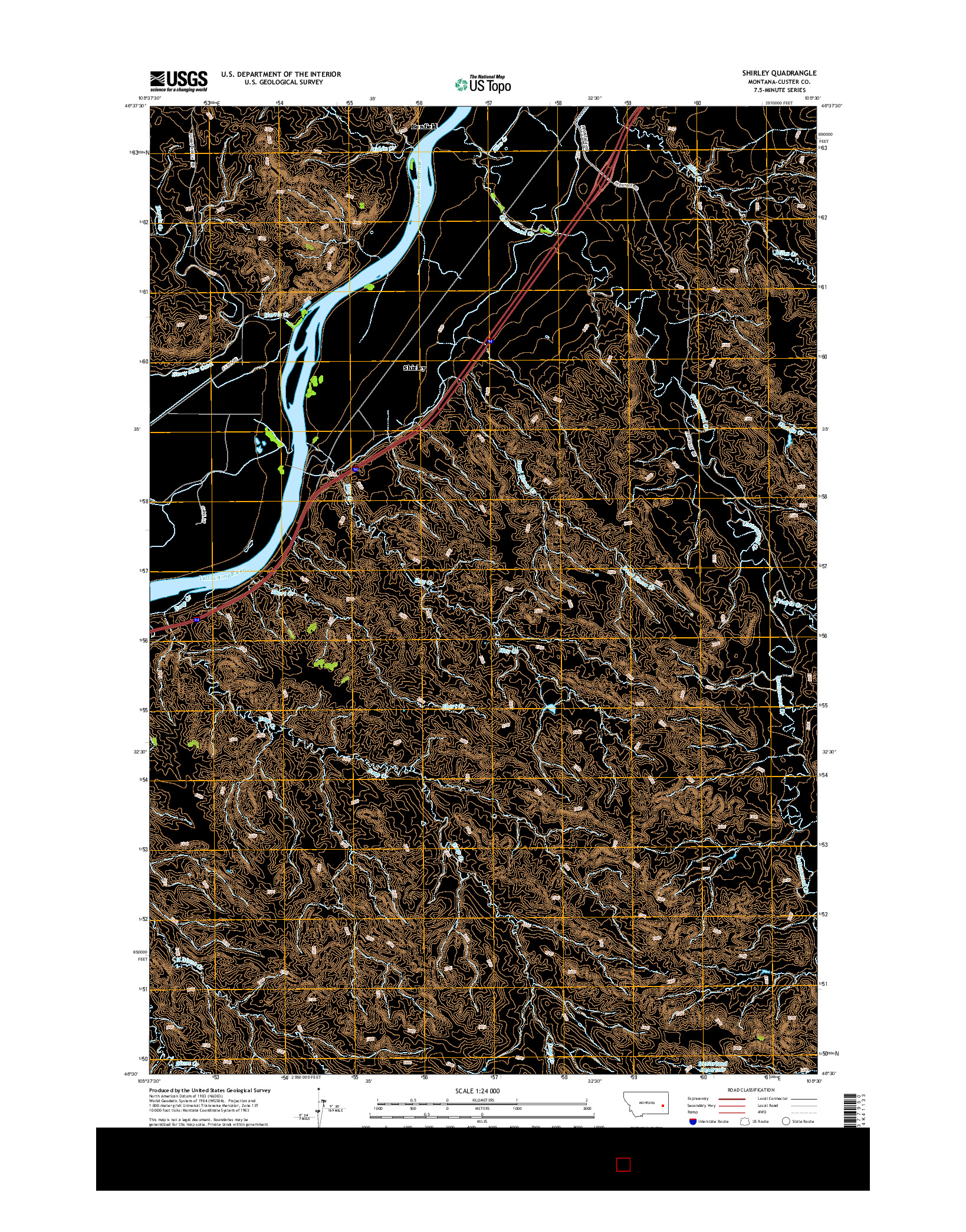 USGS US TOPO 7.5-MINUTE MAP FOR SHIRLEY, MT 2014