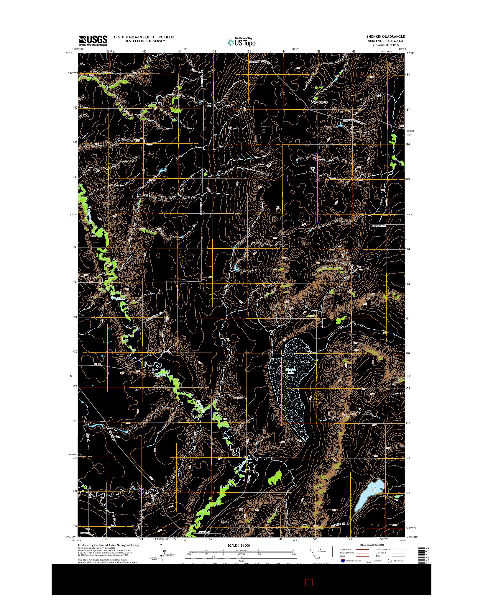 USGS US TOPO 7.5-MINUTE MAP FOR SHONKIN, MT 2014