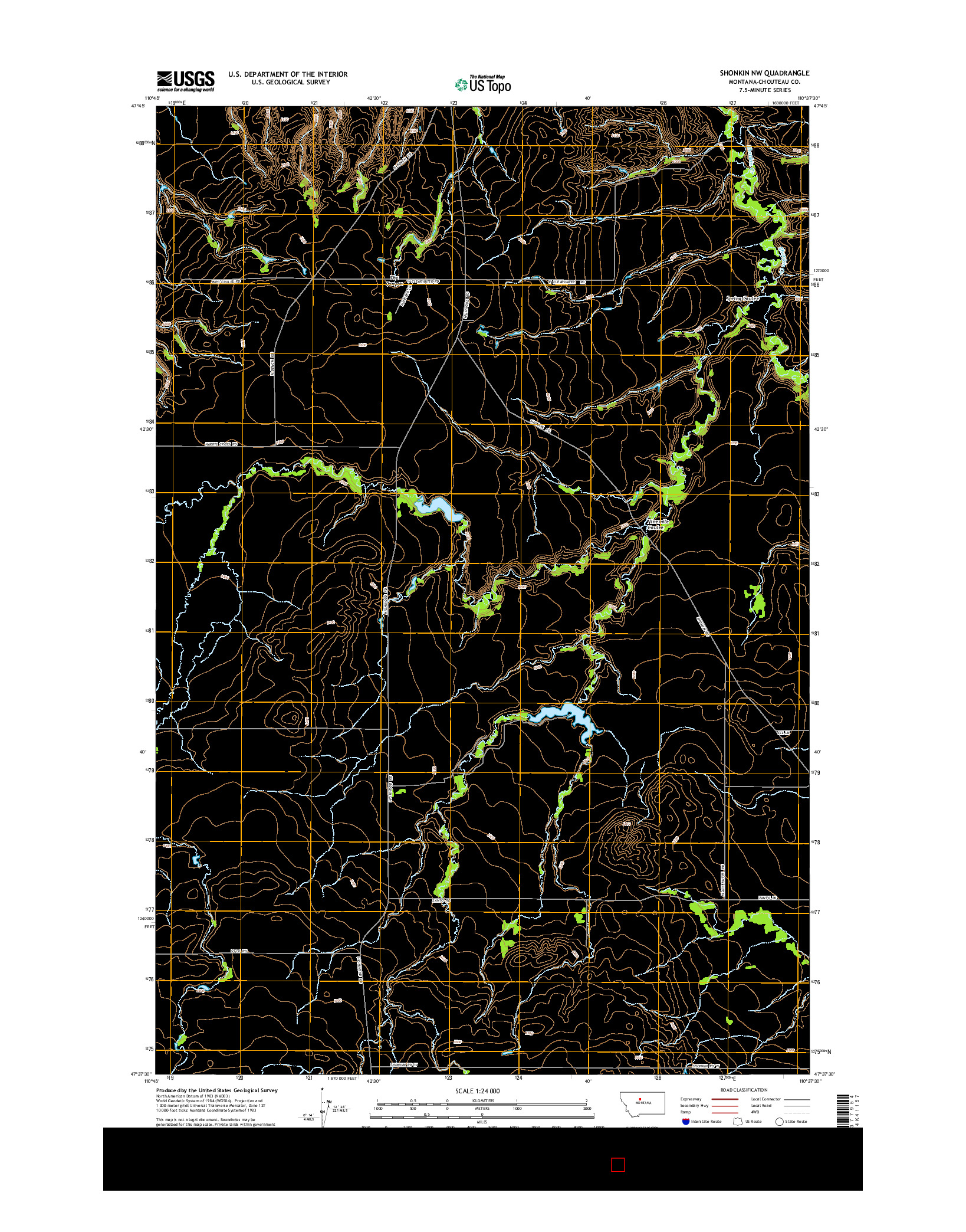 USGS US TOPO 7.5-MINUTE MAP FOR SHONKIN NW, MT 2014