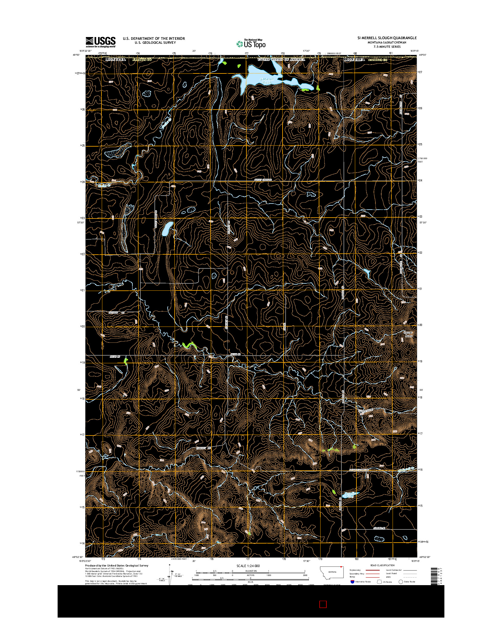 USGS US TOPO 7.5-MINUTE MAP FOR SI MERRELL SLOUGH, MT-SK 2014