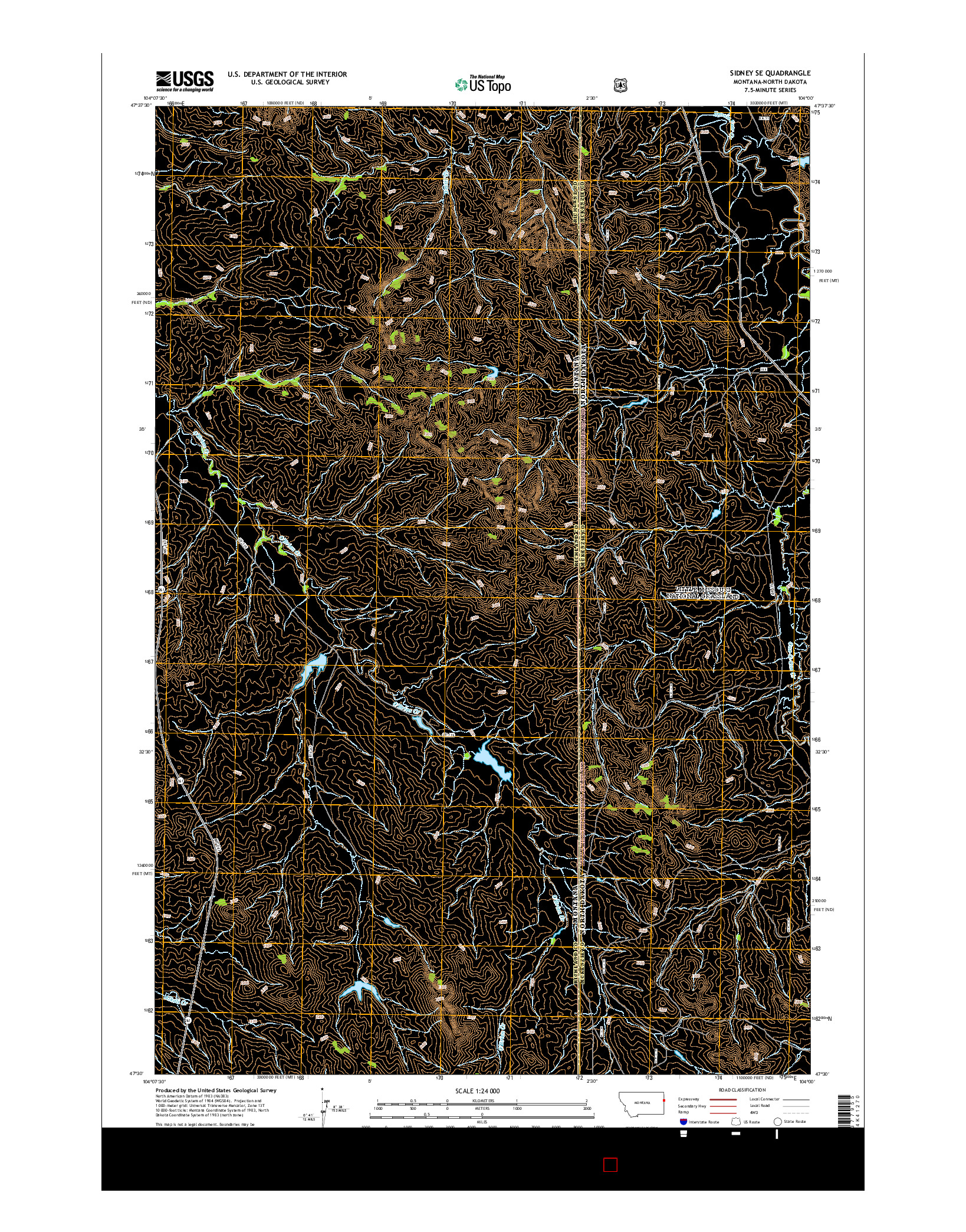 USGS US TOPO 7.5-MINUTE MAP FOR SIDNEY SE, MT-ND 2014