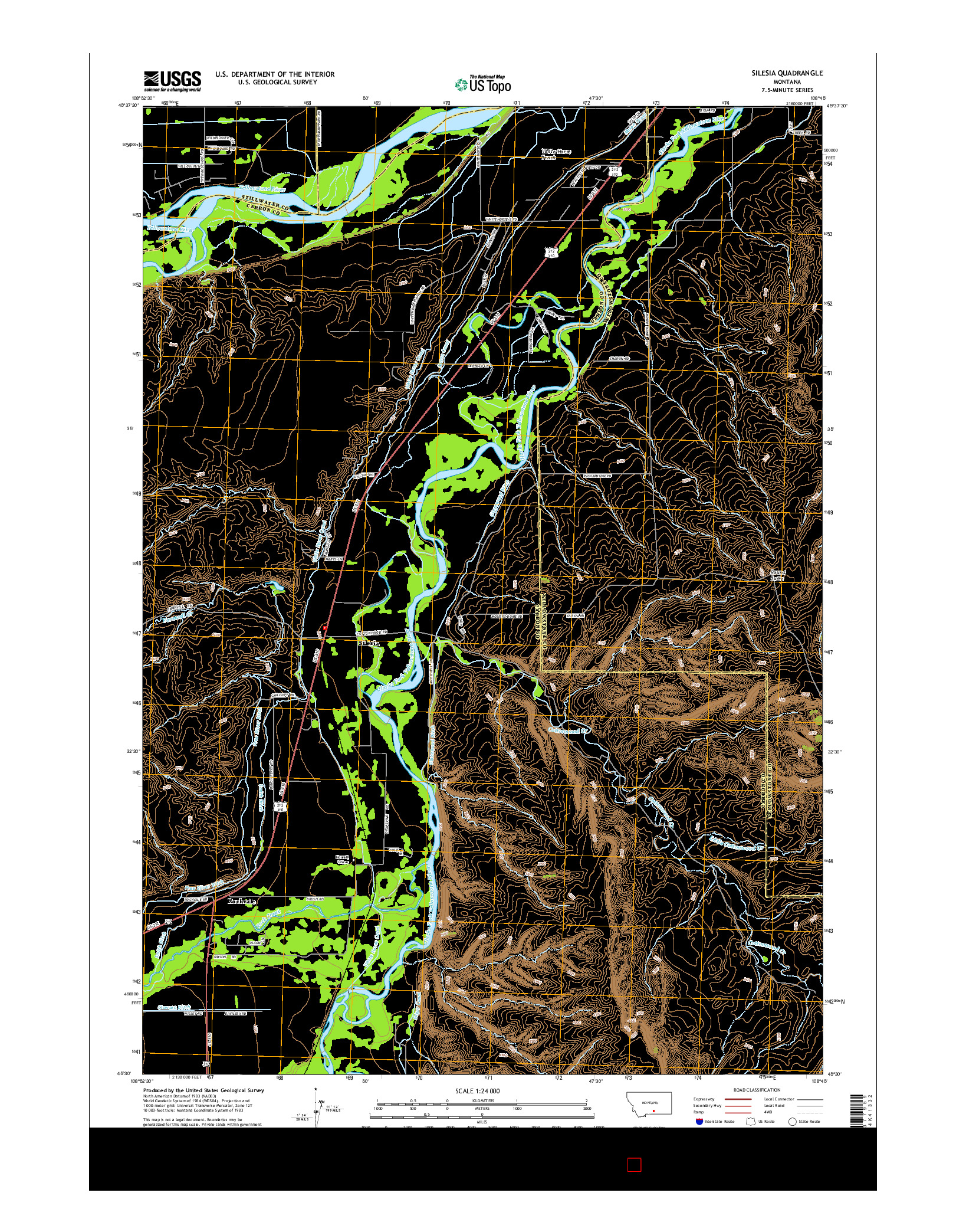 USGS US TOPO 7.5-MINUTE MAP FOR SILESIA, MT 2014
