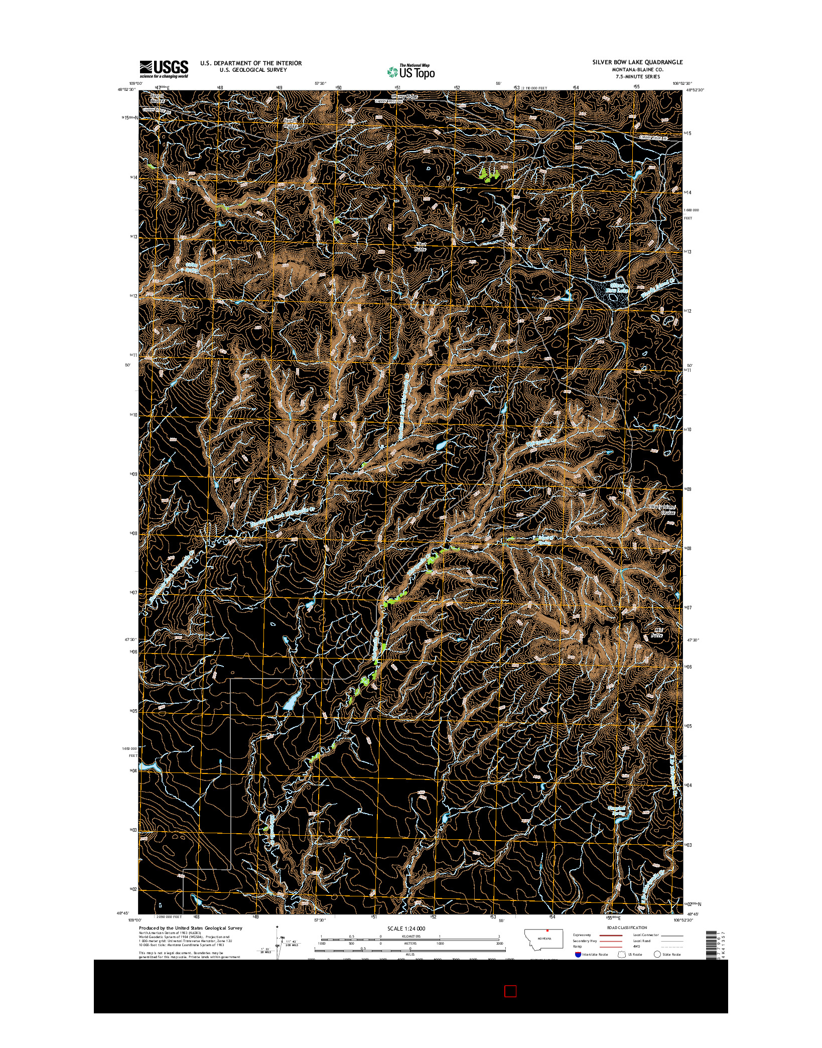 USGS US TOPO 7.5-MINUTE MAP FOR SILVER BOW LAKE, MT 2014