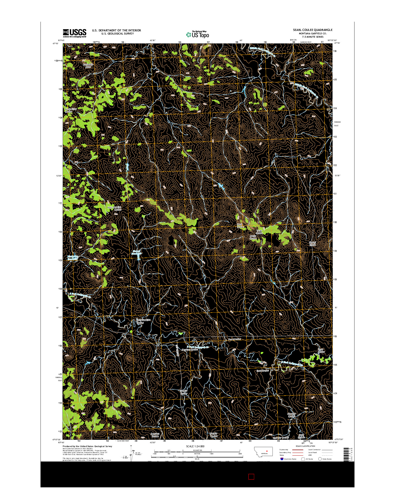 USGS US TOPO 7.5-MINUTE MAP FOR SEARL COULEE, MT 2014