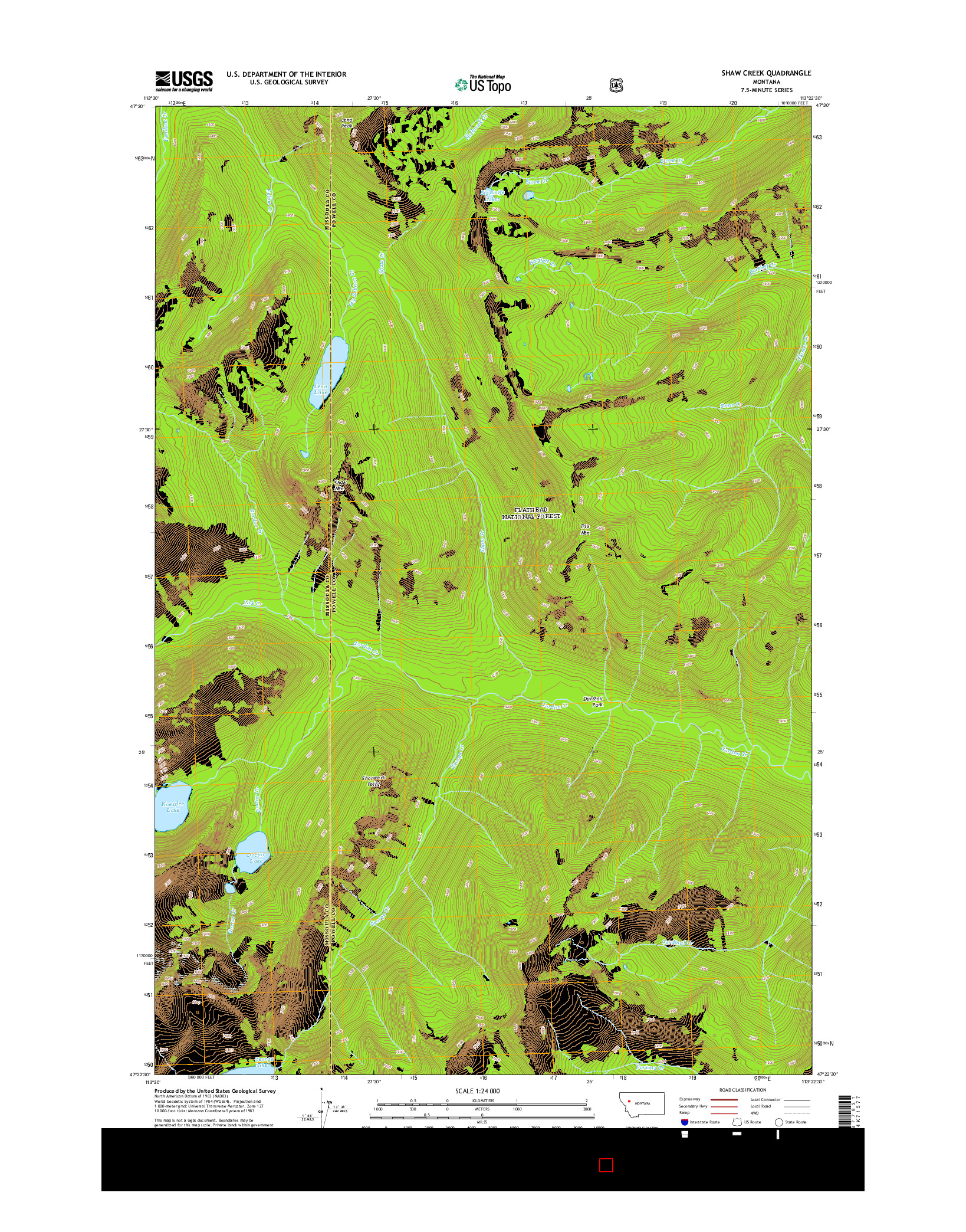 USGS US TOPO 7.5-MINUTE MAP FOR SHAW CREEK, MT 2014